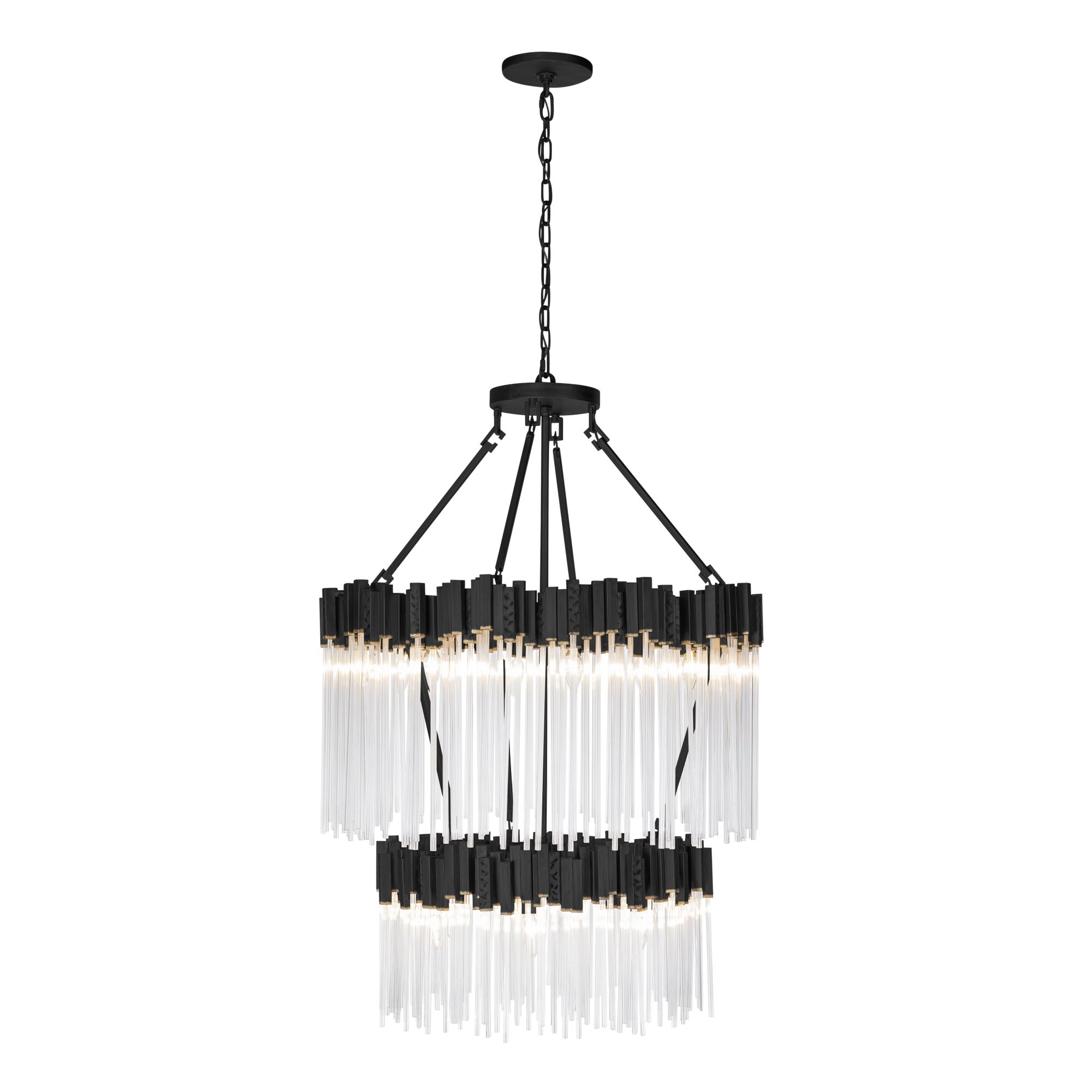 Matrix 14 Light 2-Tier Chandelier - Matte Black/French Gold