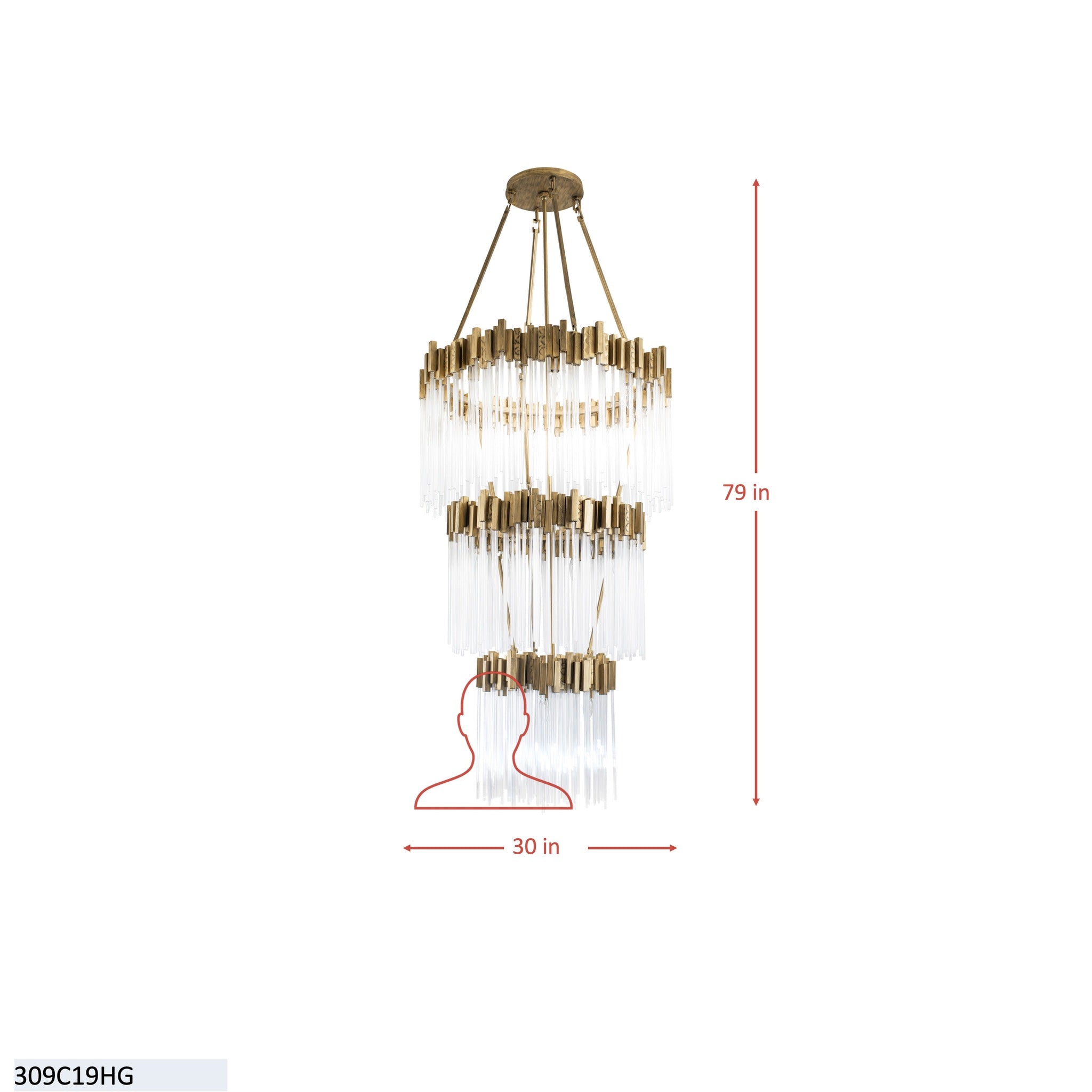 Matrix 18 Light 3-Tier Chandelier - Matte Black/French Gold