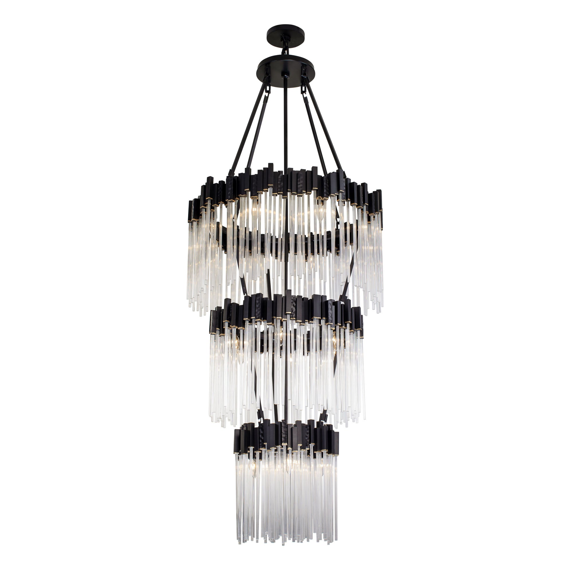 Matrix 18 Light 3-Tier Chandelier - Matte Black/French Gold