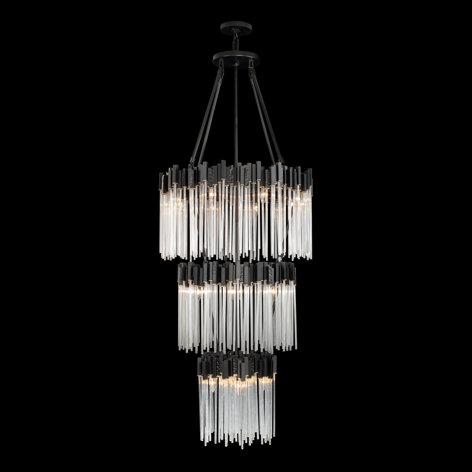 Matrix Chandelier - Matte Black/French Gold