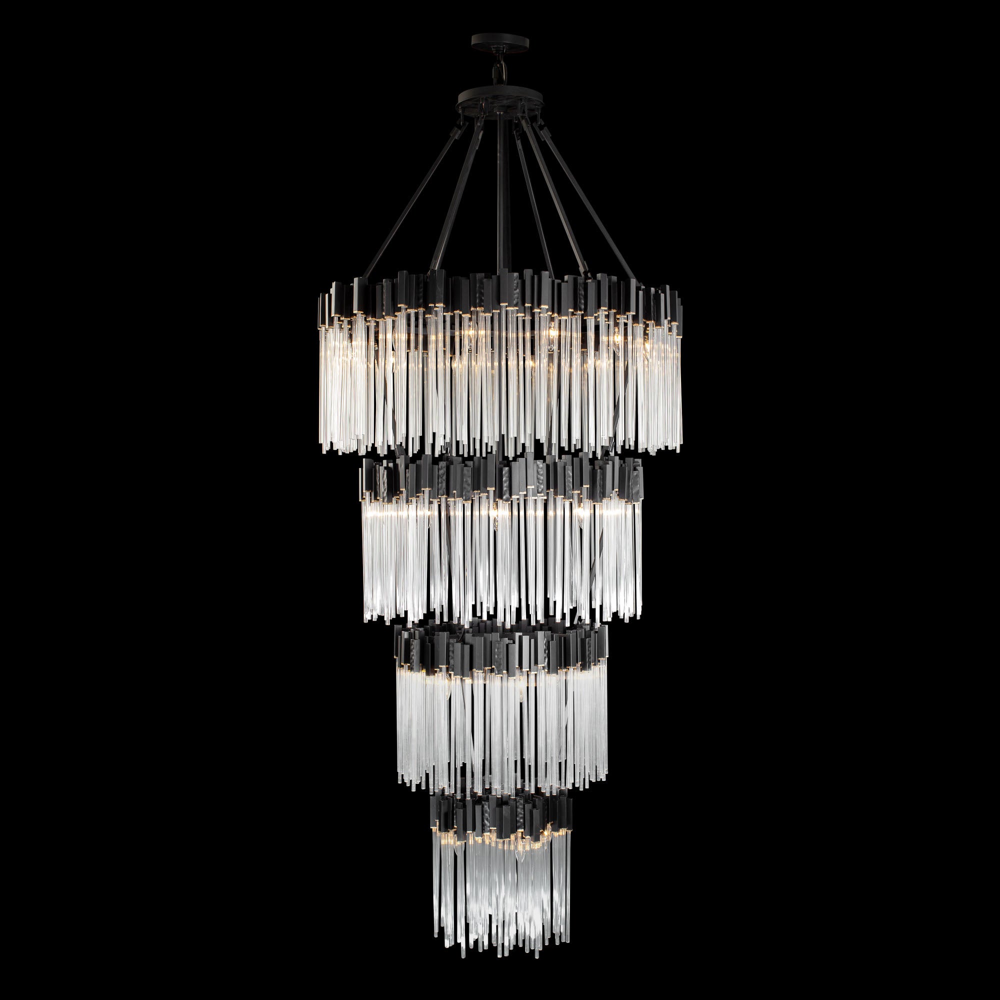 Matrix Chandelier - Matte Black/French Gold