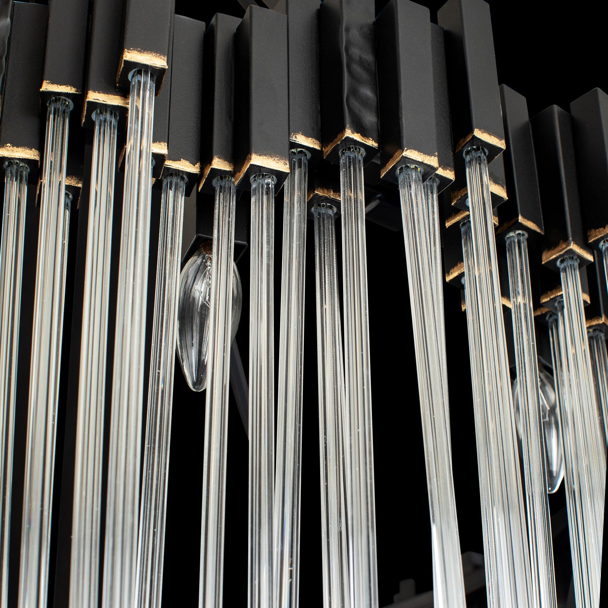 Matrix Chandelier - Matte Black/French Gold