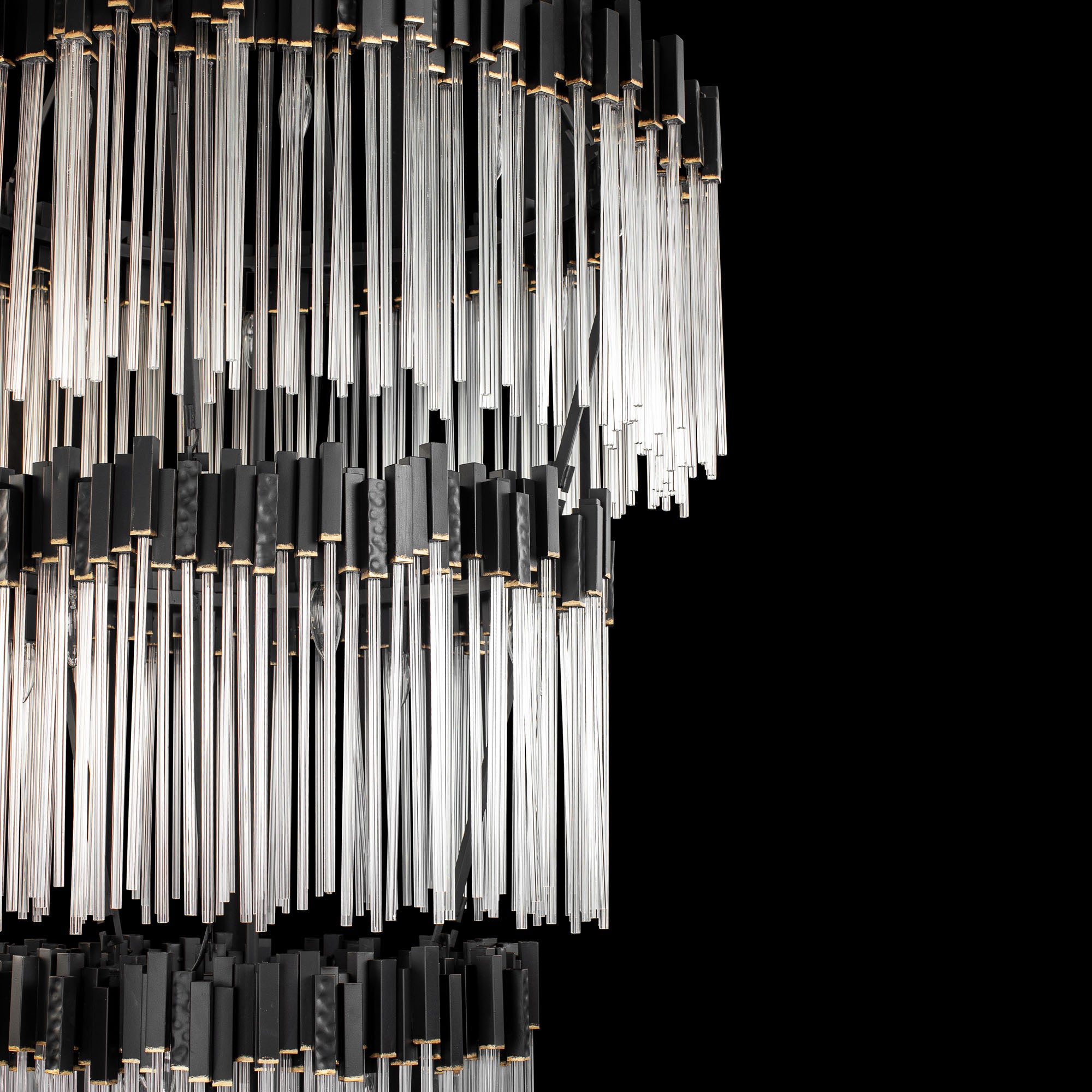 Matrix Chandelier - Matte Black/French Gold