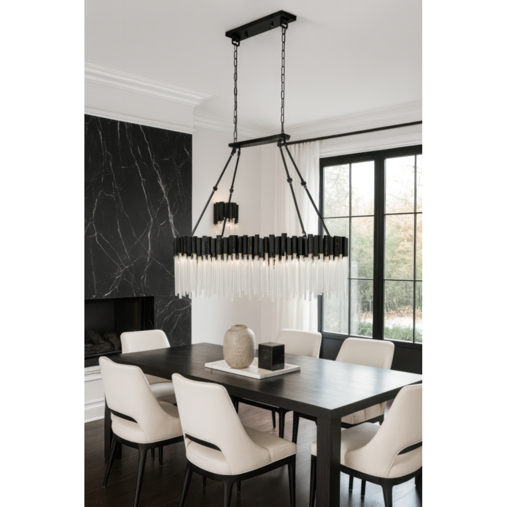 Matrix 6-Light Linear Pendant - Matte Black/French Gold