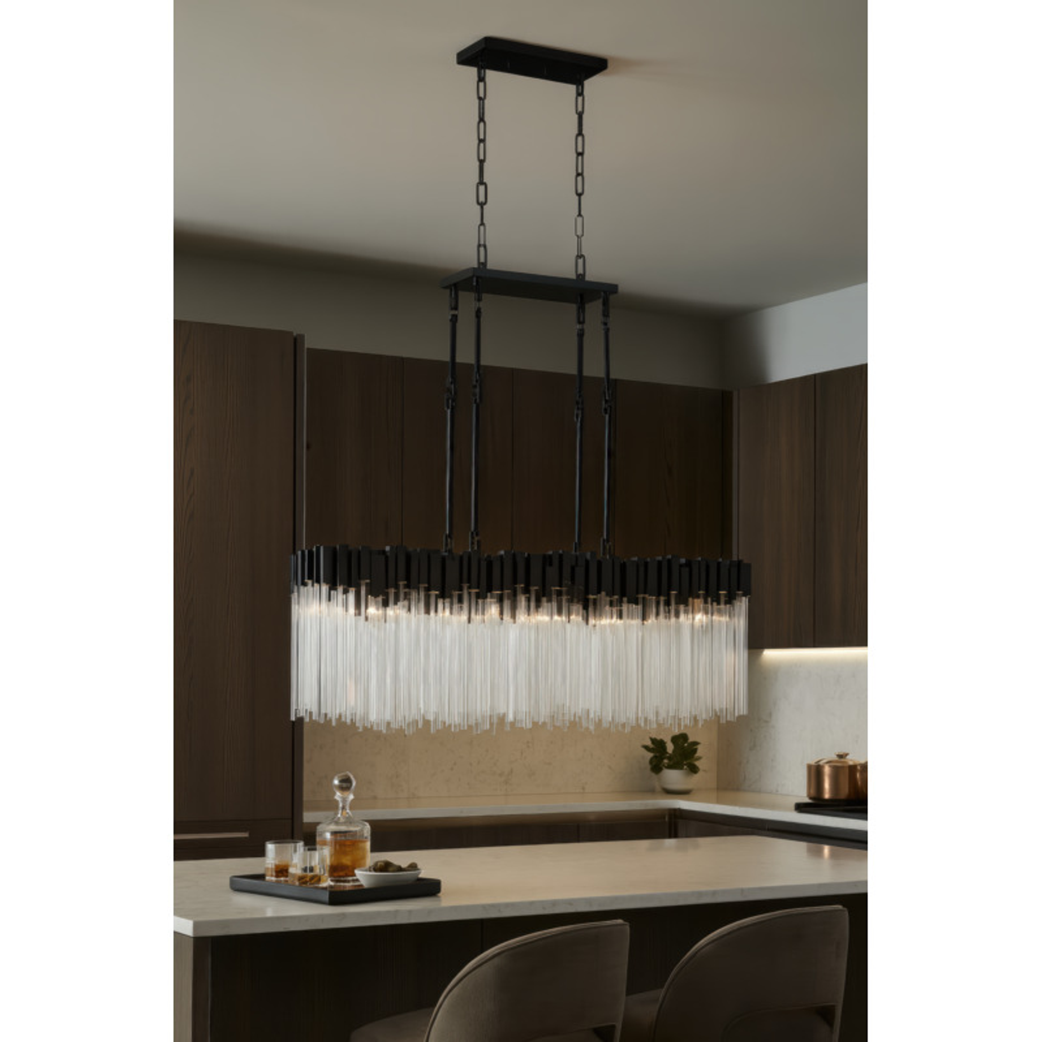Matrix 8-Light Linear Pendant - Matte Black/French Gold