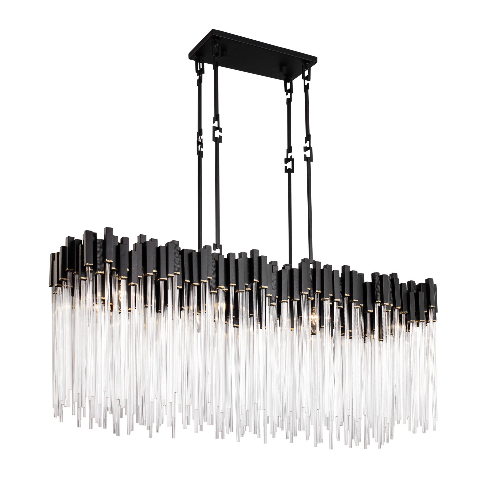 Matrix 8 Light Linear Pendant - Matte Black/French Gold
