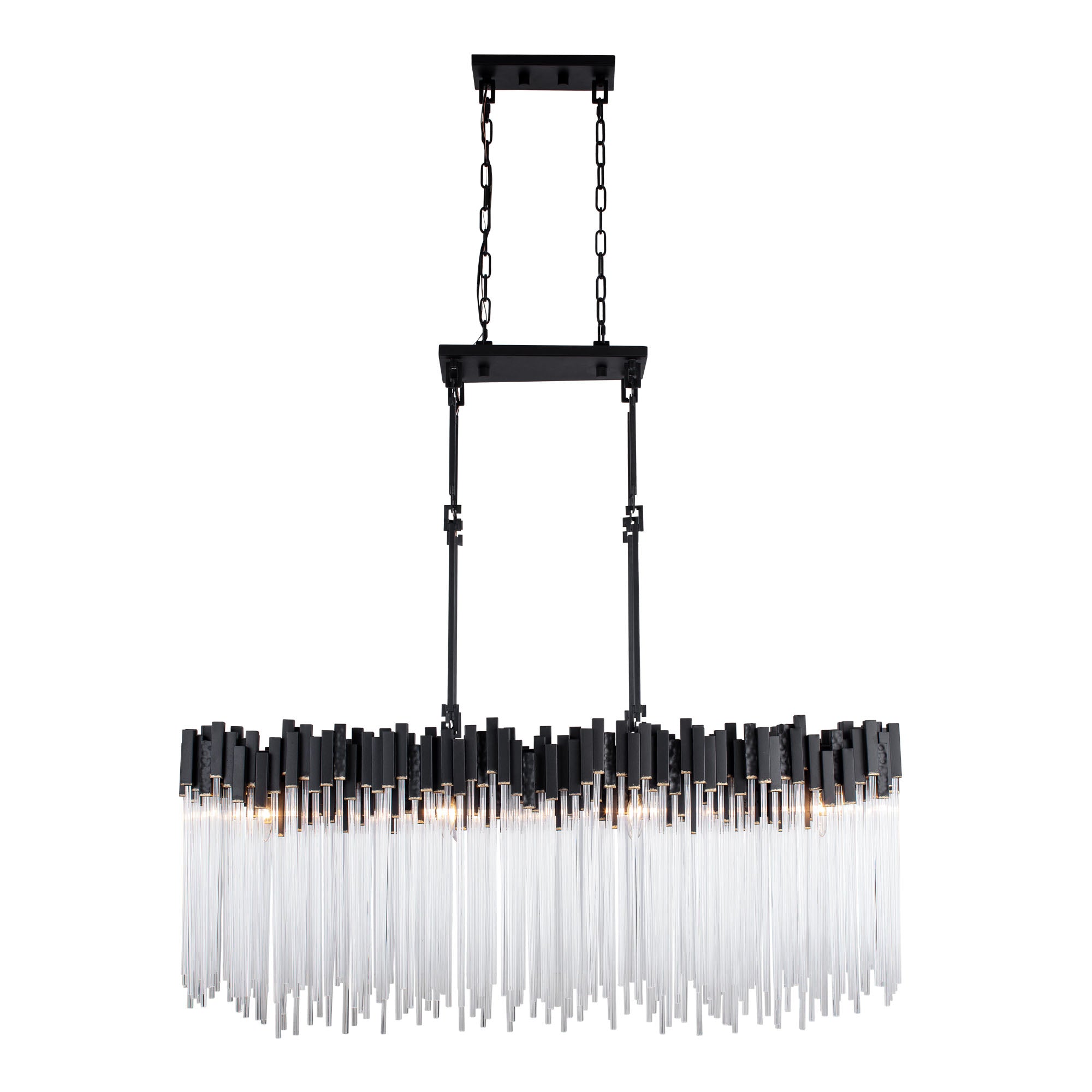 Matrix 8 Light Linear Pendant - Matte Black/French Gold