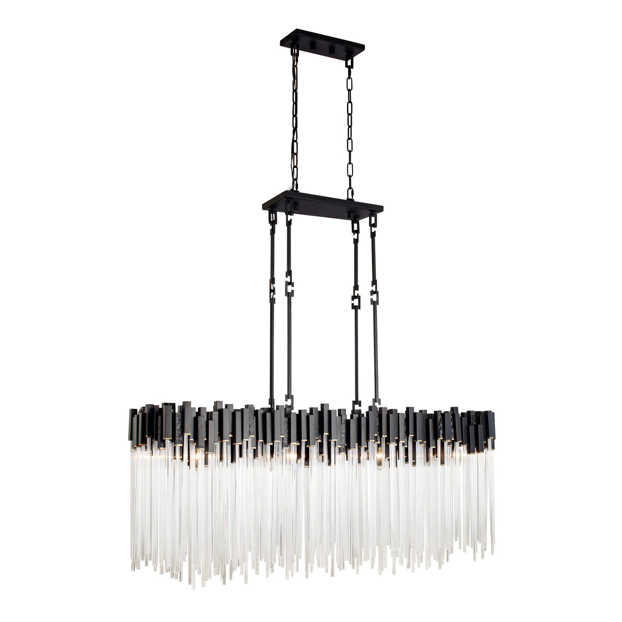 Matrix 8 Light Linear Pendant - Matte Black/French Gold