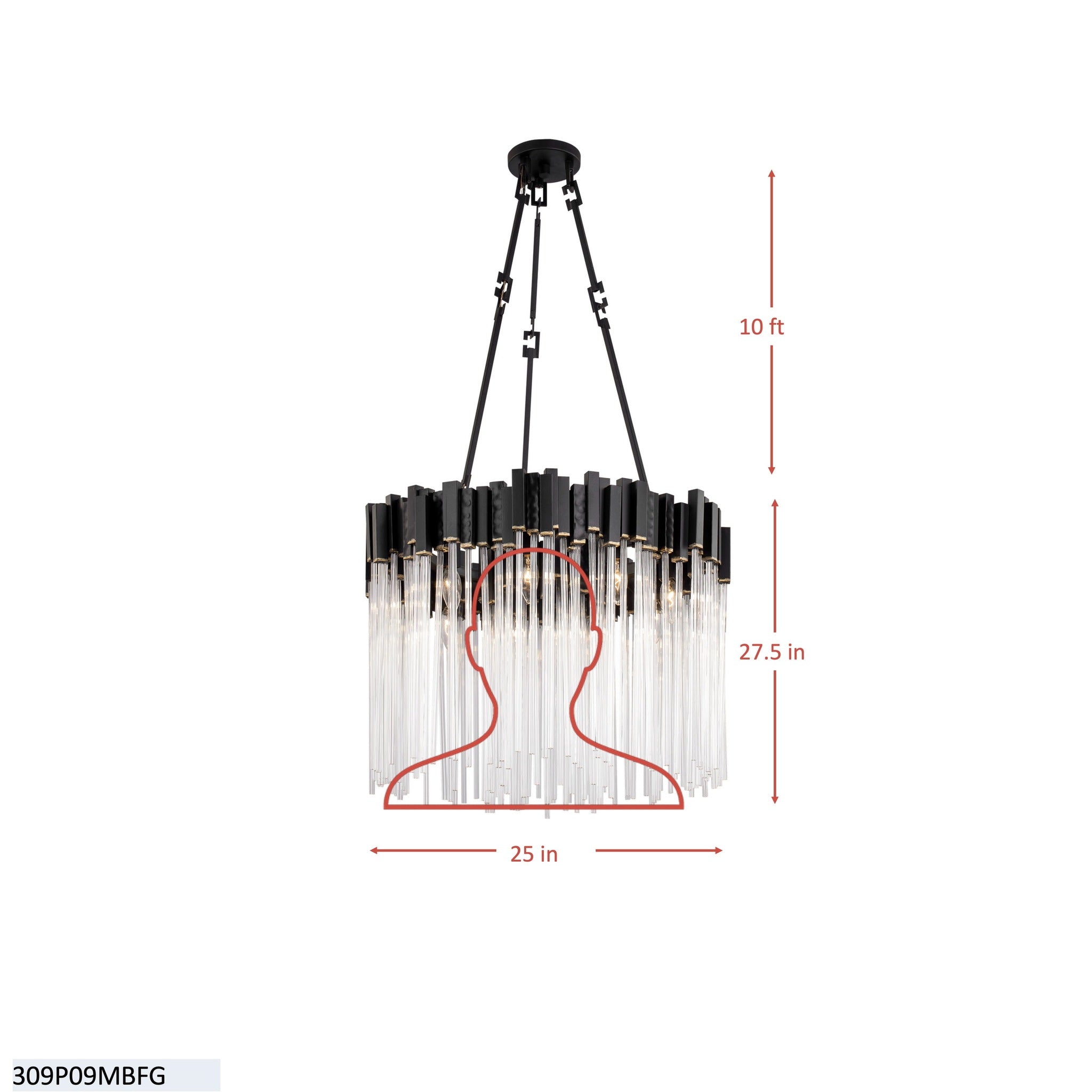 Matrix 9 Light Pendant - Matte Black/French Gold