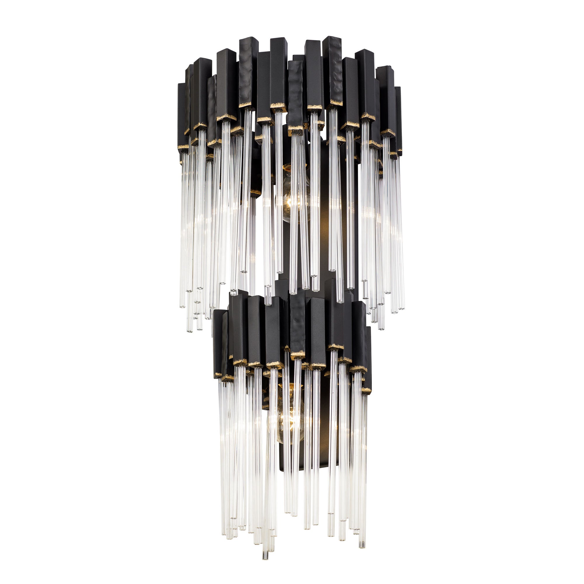 Matrix 2 Light 2-Tier Sconce - Matte Black/French Gold