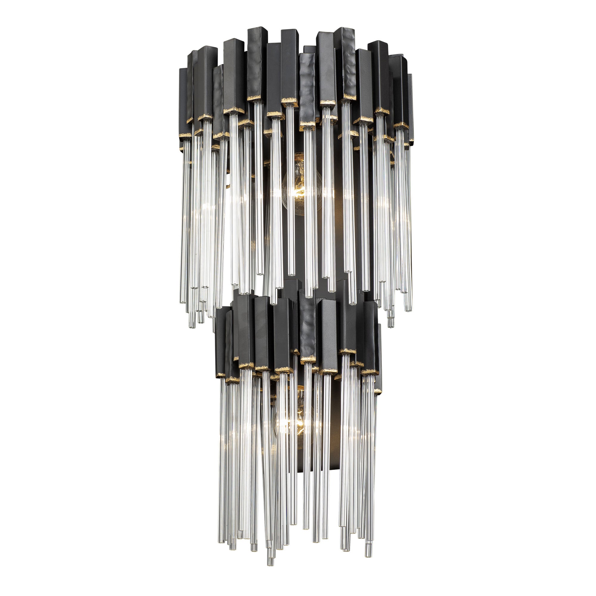Matrix 2 Light 2-Tier Sconce - Matte Black/French Gold