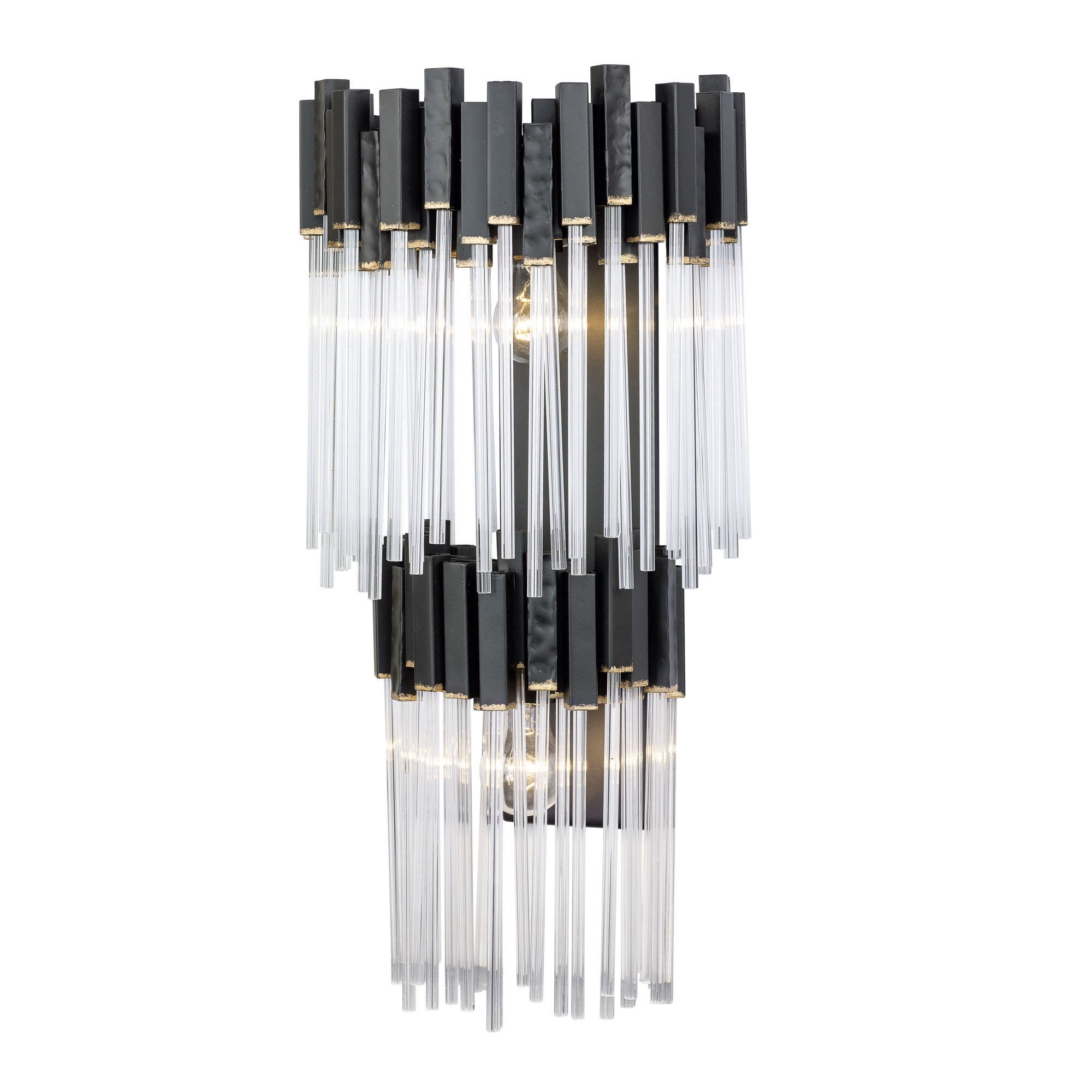 Matrix 2 Light 2-Tier Sconce - Matte Black/French Gold