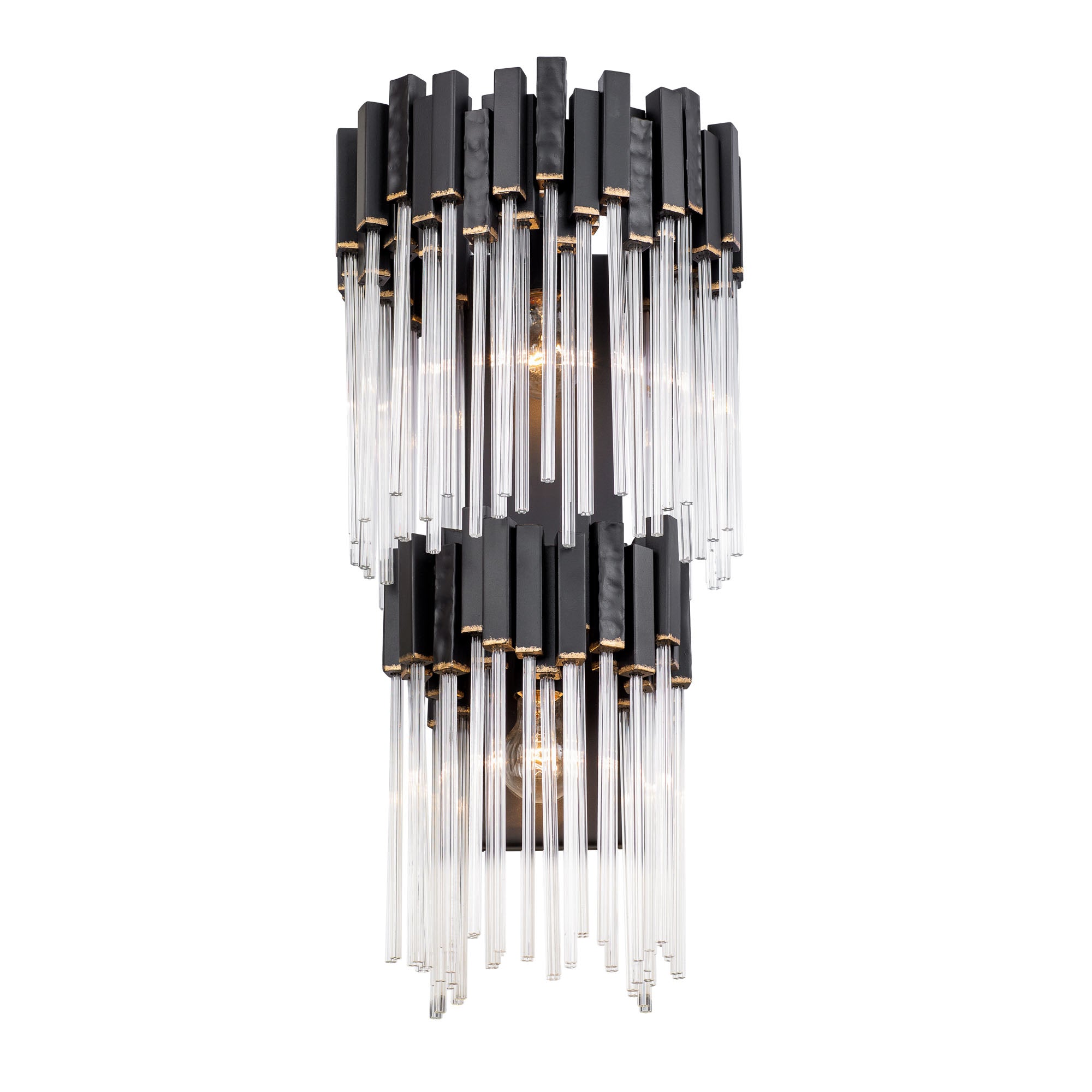 Matrix 2 Light 2-Tier Sconce - Matte Black/French Gold