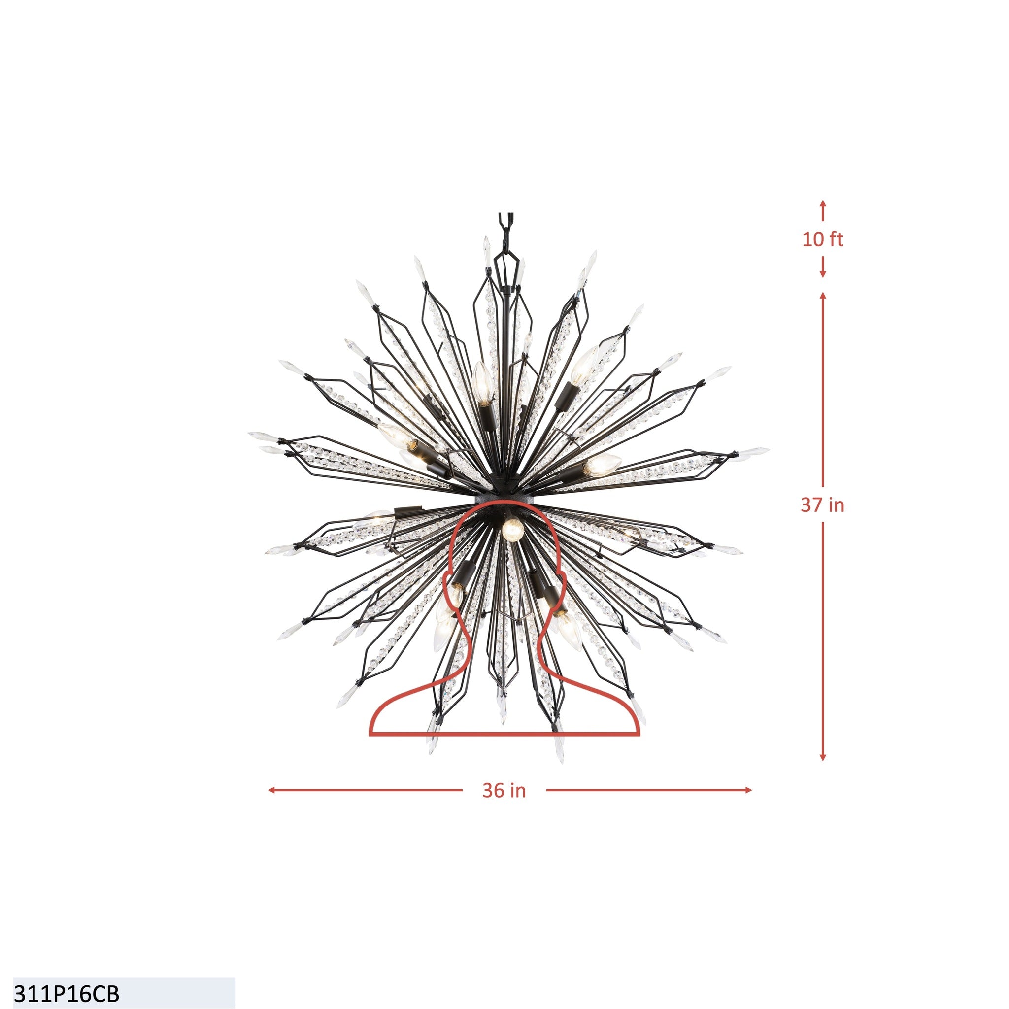 Orbital Large 16 Light Pendant - Carbon