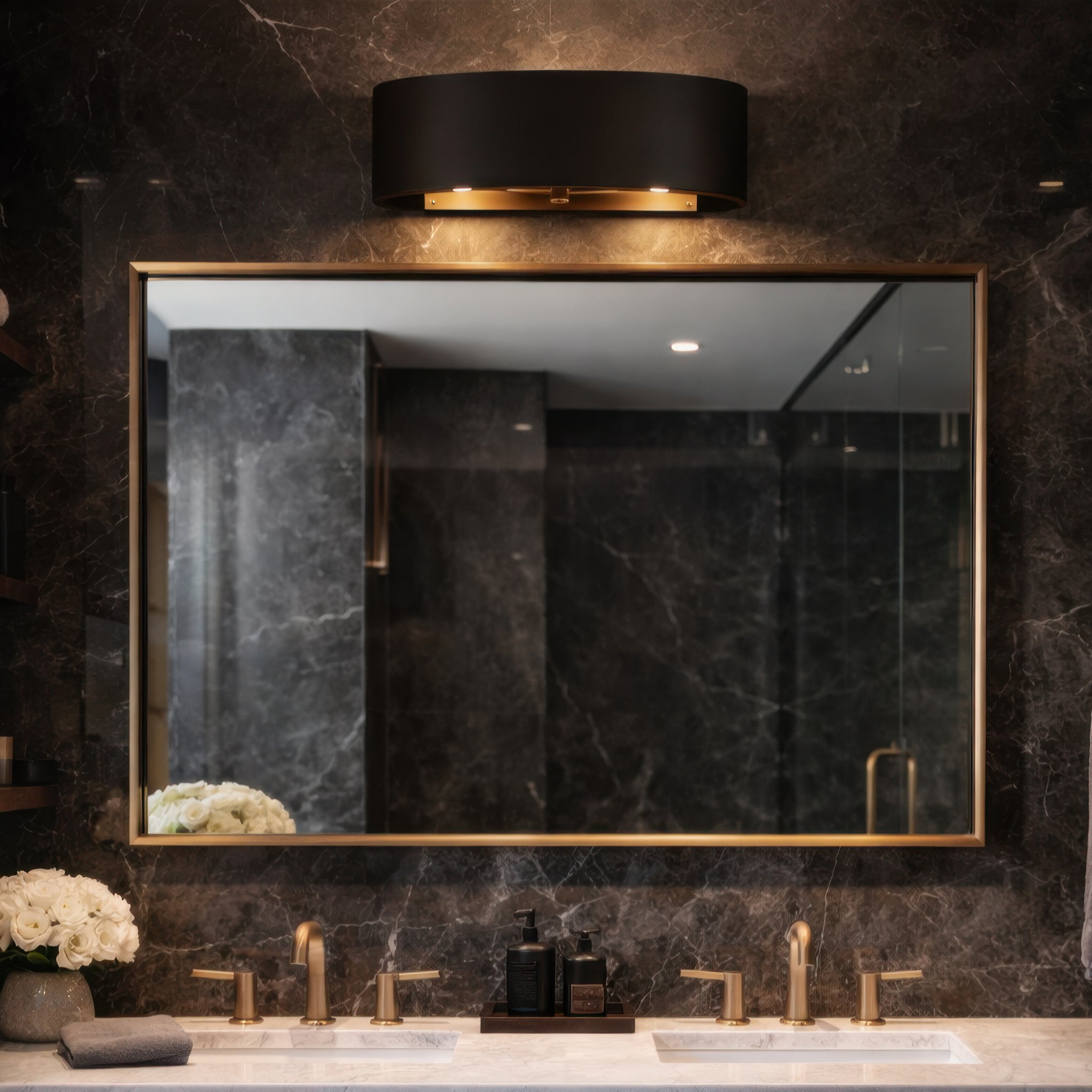 Cannery 2 Light Bath - Dark Bronze & French Gold