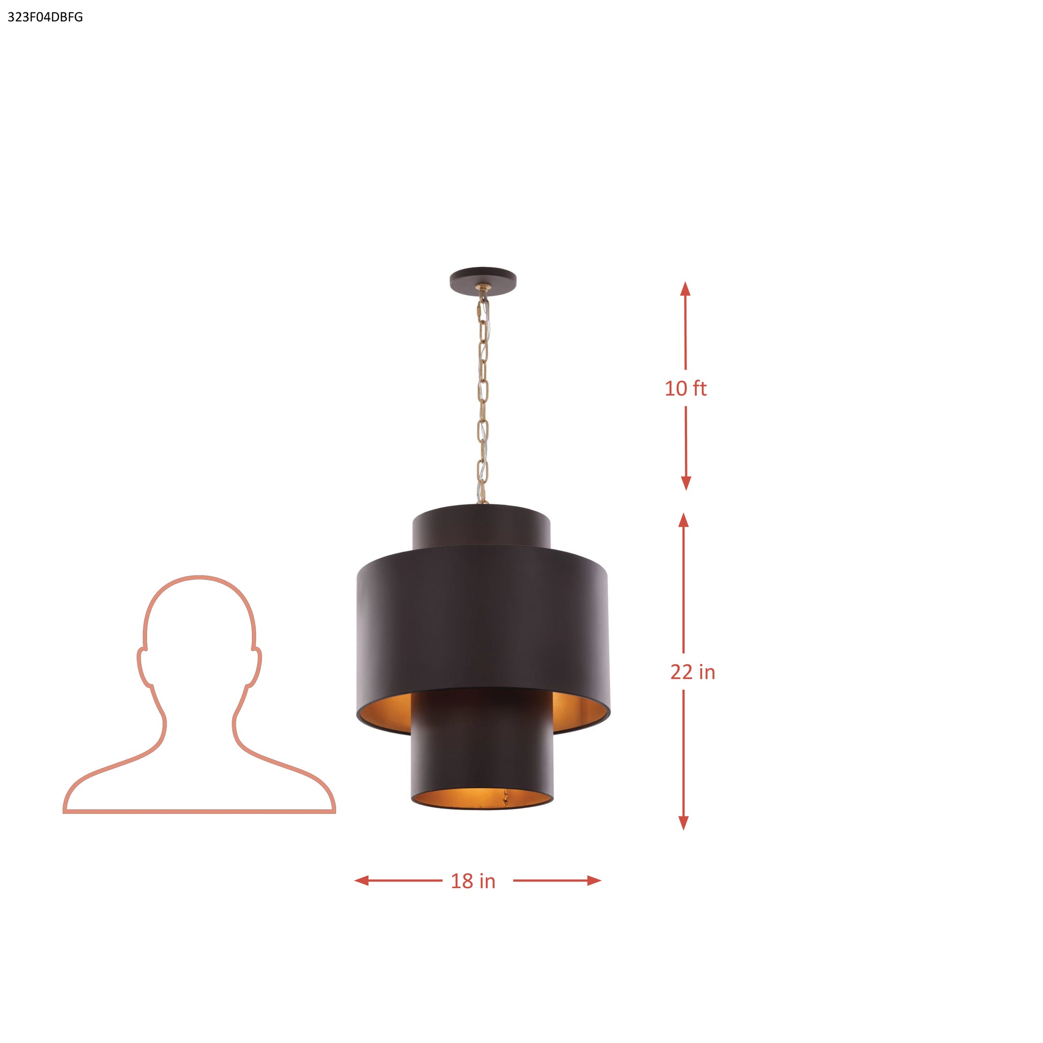 Cannery 4 Light Tall Pendant - Dark Bronze & French Gold