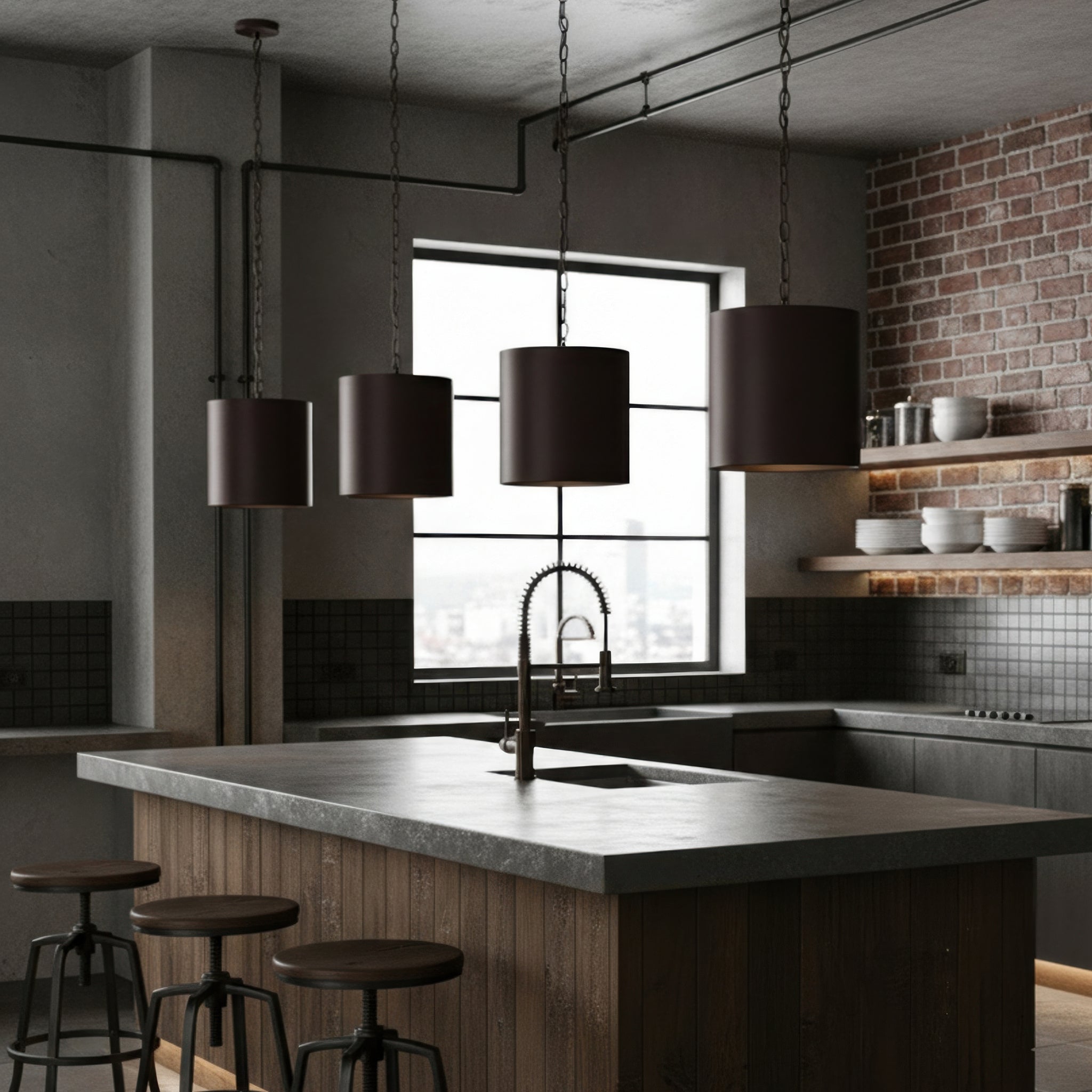 Cannery 2 Light Pendant - Dark Bronze & French Gold