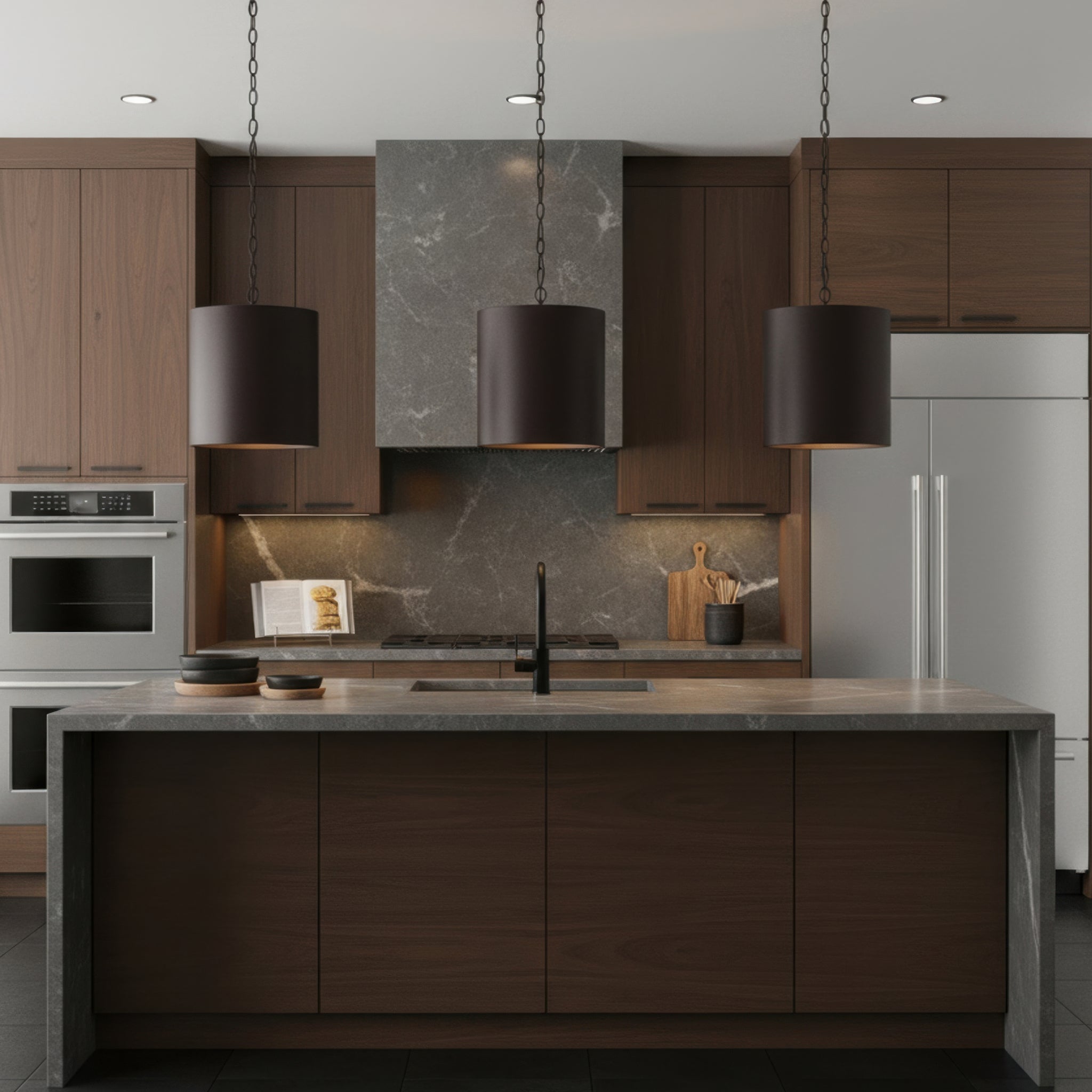 Cannery 2 Light Pendant - Dark Bronze & French Gold