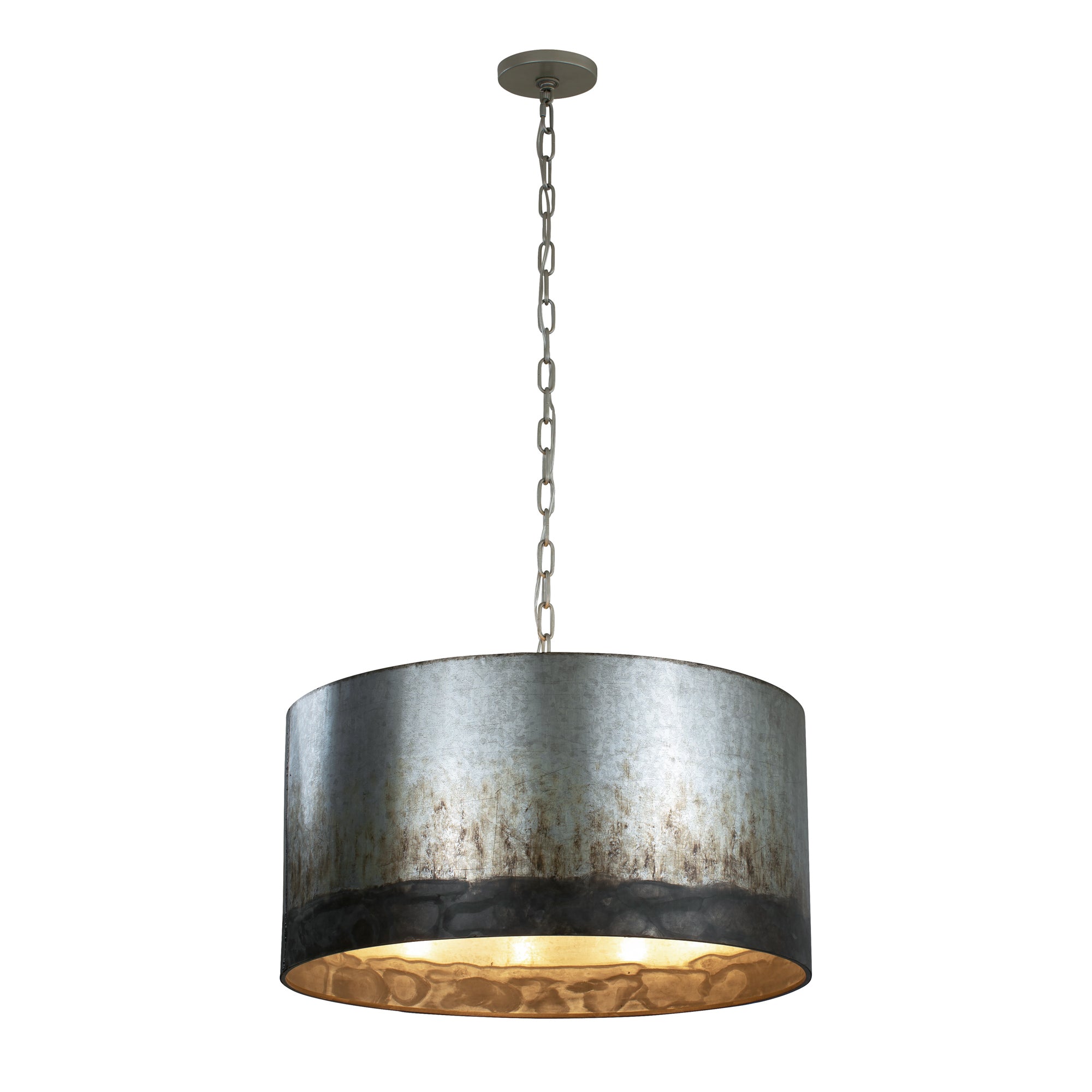 Cannery 4 Light Drum Pendant - Ombre Galvanized