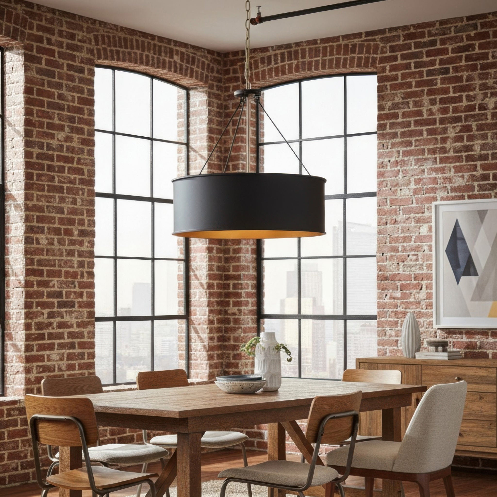 Cannery 5 Light Pendant - Dark Bronze & French Gold