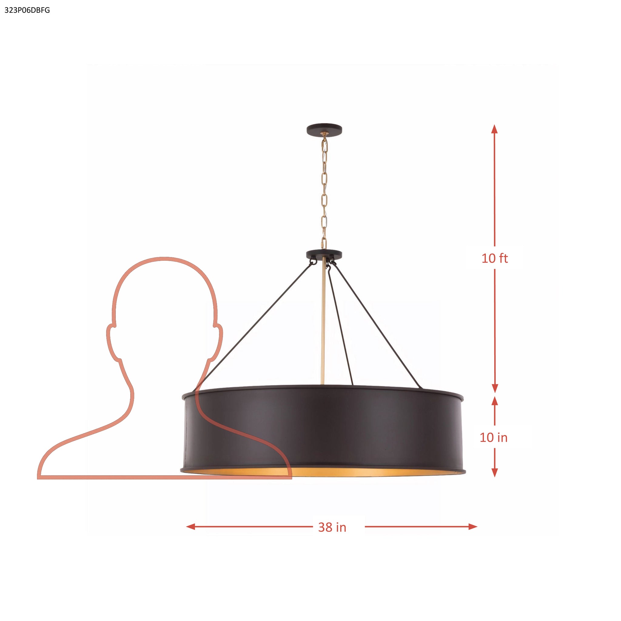 Cannery 6 Light Pendant - Dark Bronze & French Gold