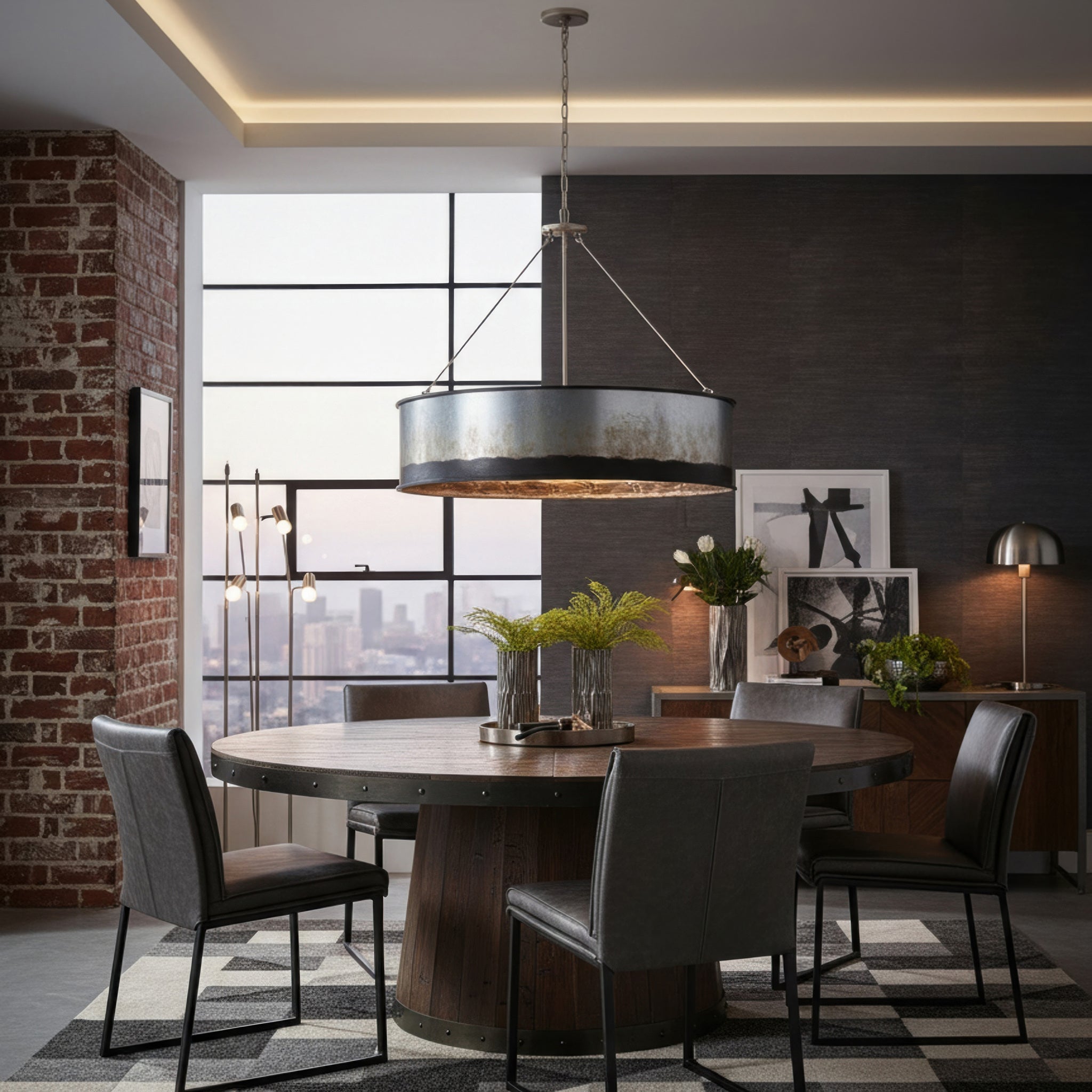 Cannery 6 Light Pendant - Ombre Galvanized