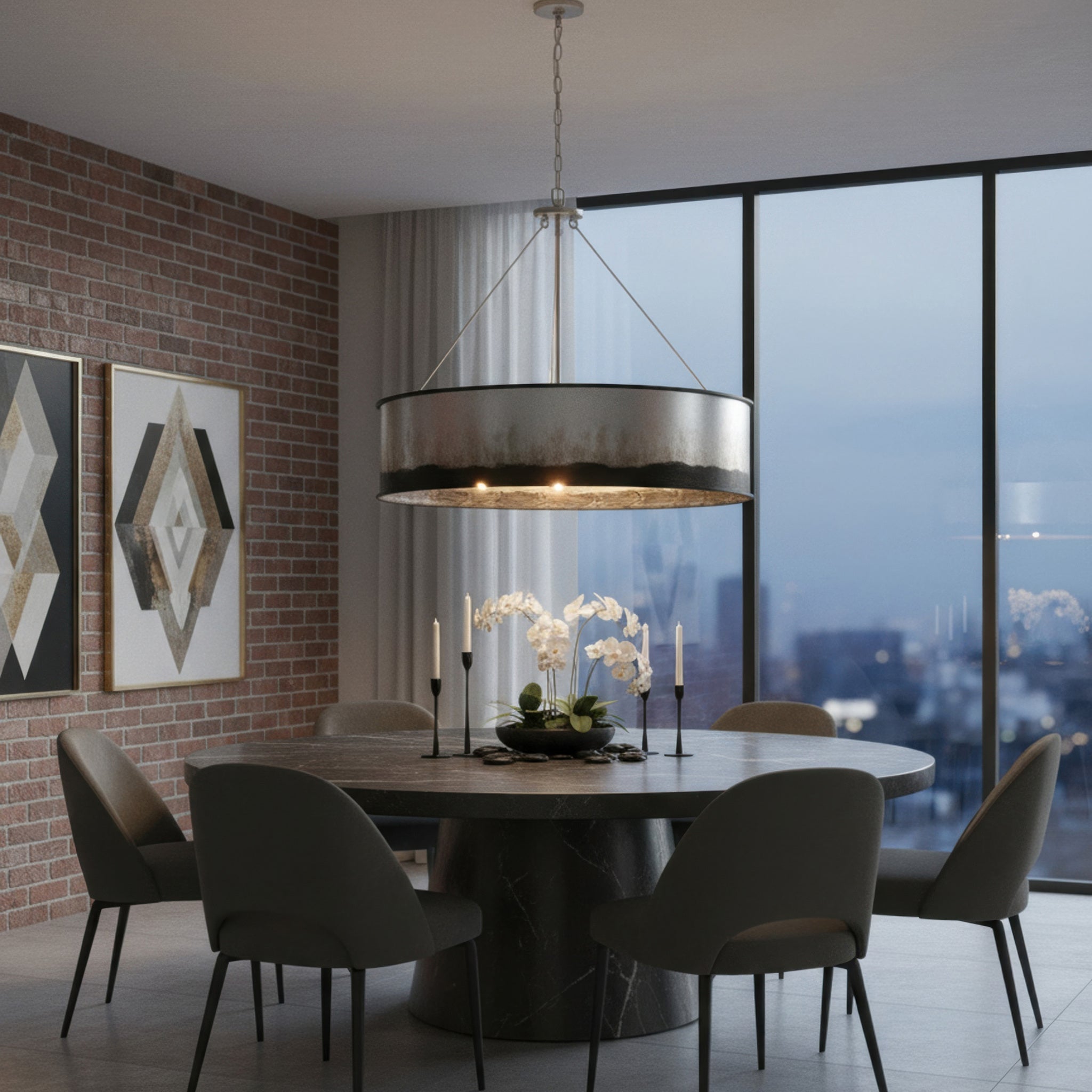 Cannery 6 Light Pendant - Ombre Galvanized