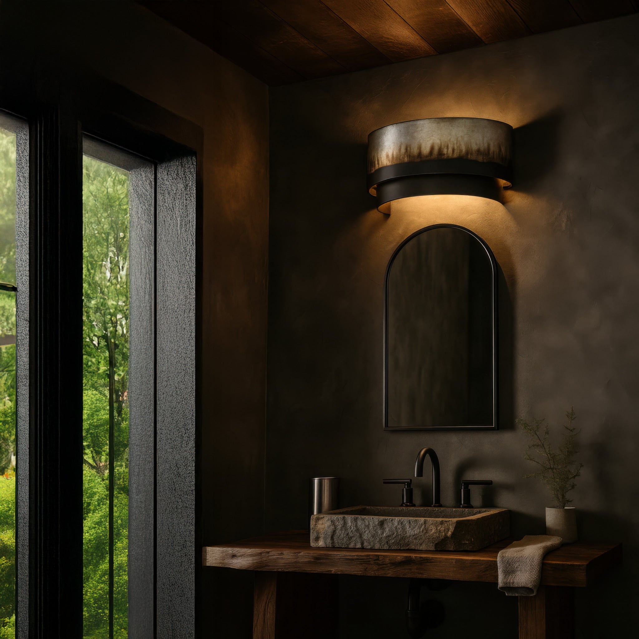 Cannery 2 Light Sconce - Ombre Galvanized