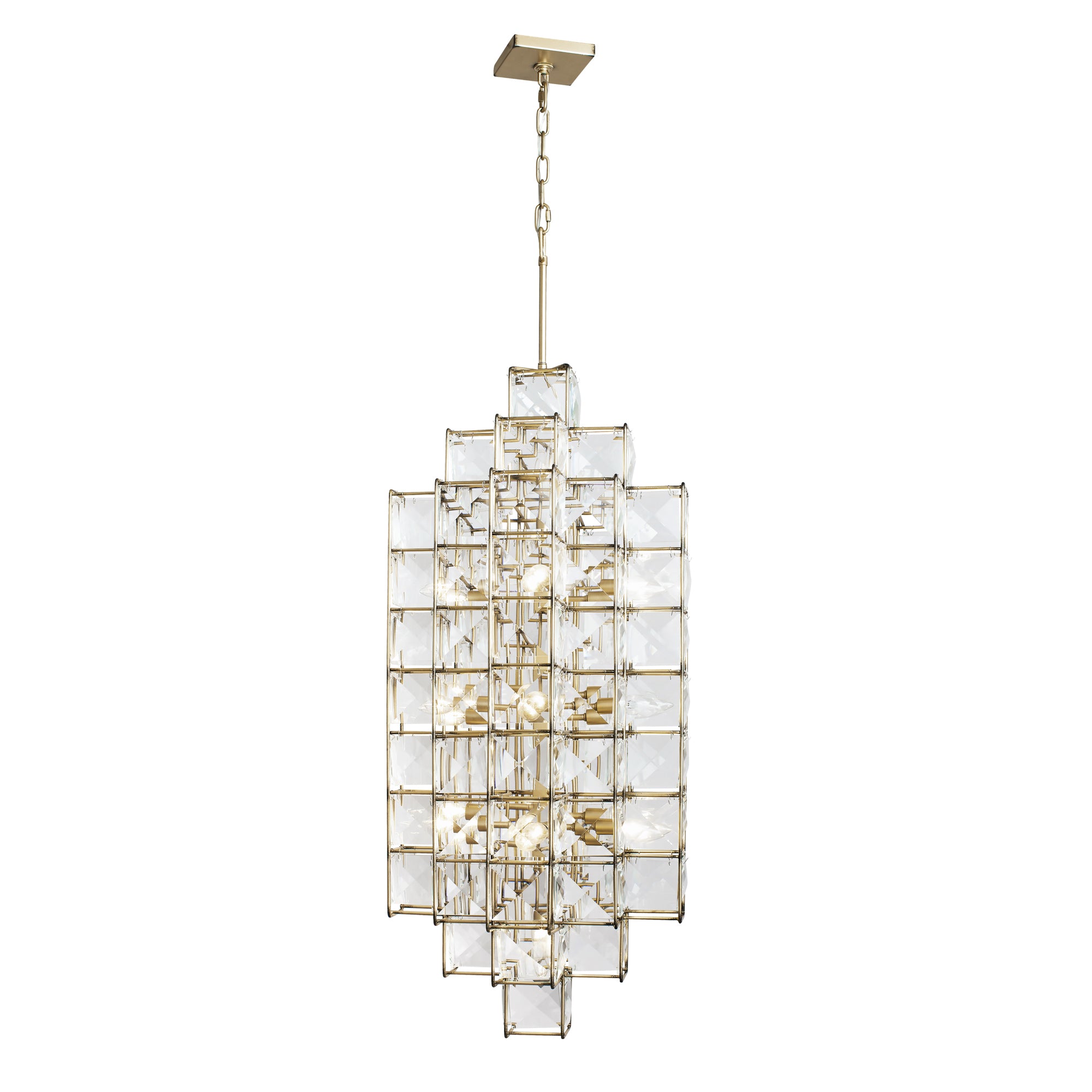 Cubic 14 Light Foyer - Calypso Gold