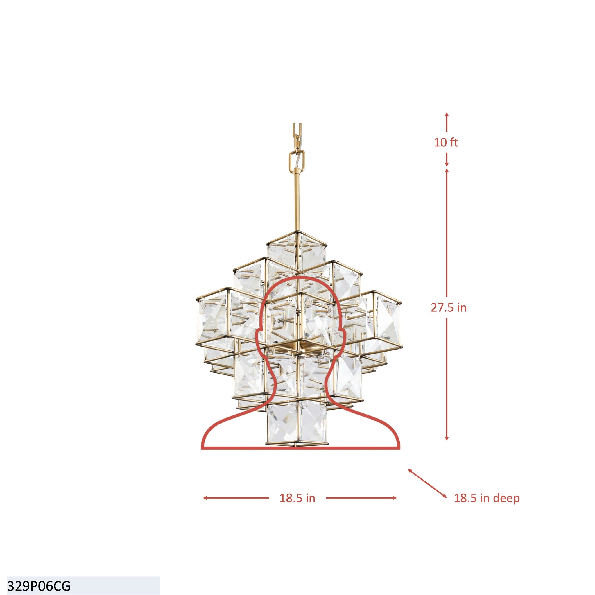 Cubic 6 Light Pendant - Calypso Gold
