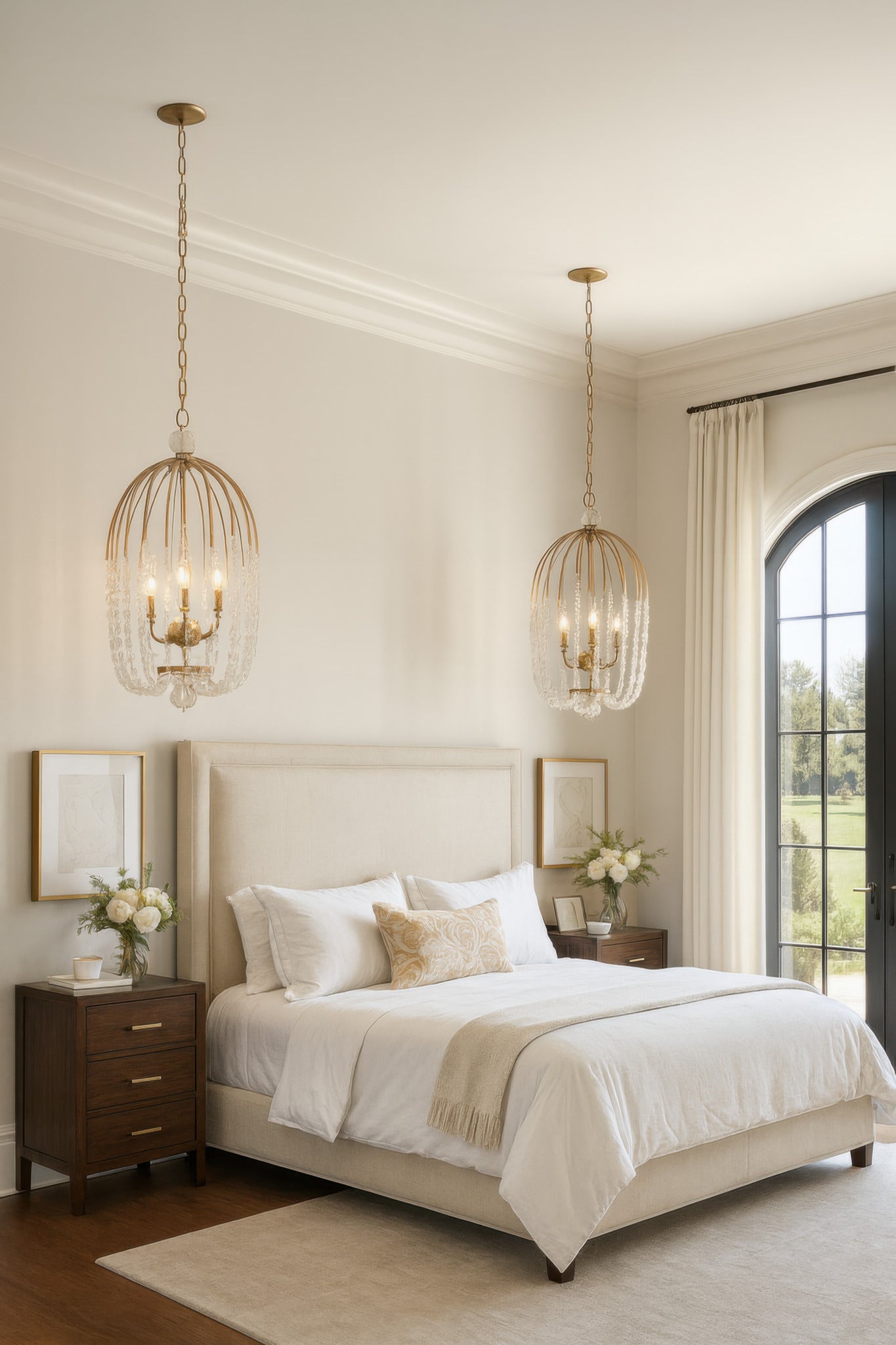 Voliere 3 Light Crystal Tall Pendant - Havana Gold