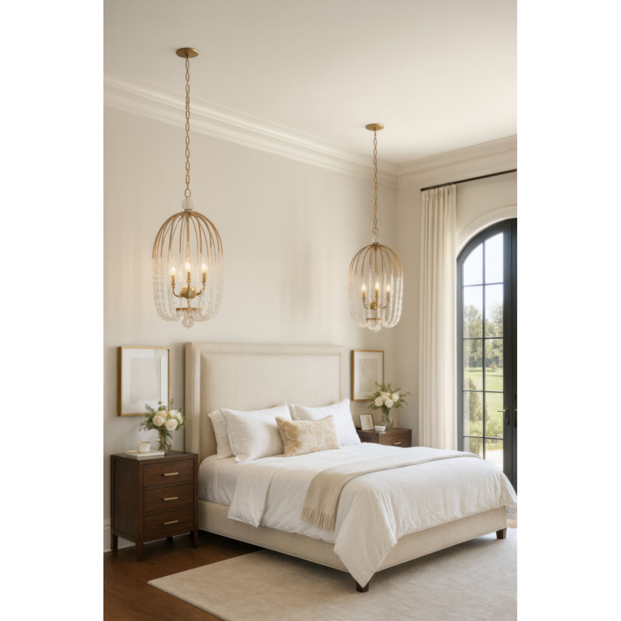 Voliere 3-Light Crystal Tall Pendant