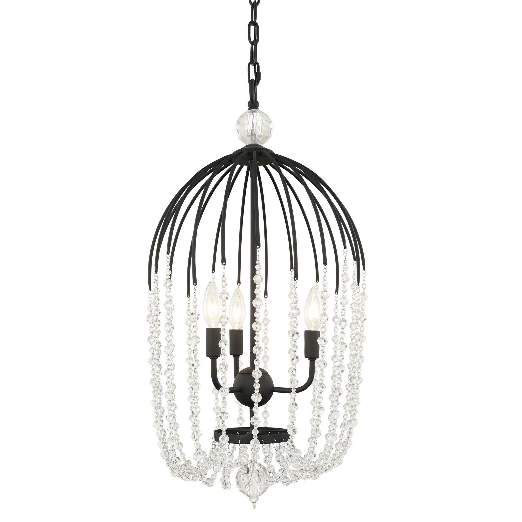 Voliere 3-Light Crystal Tall Pendant