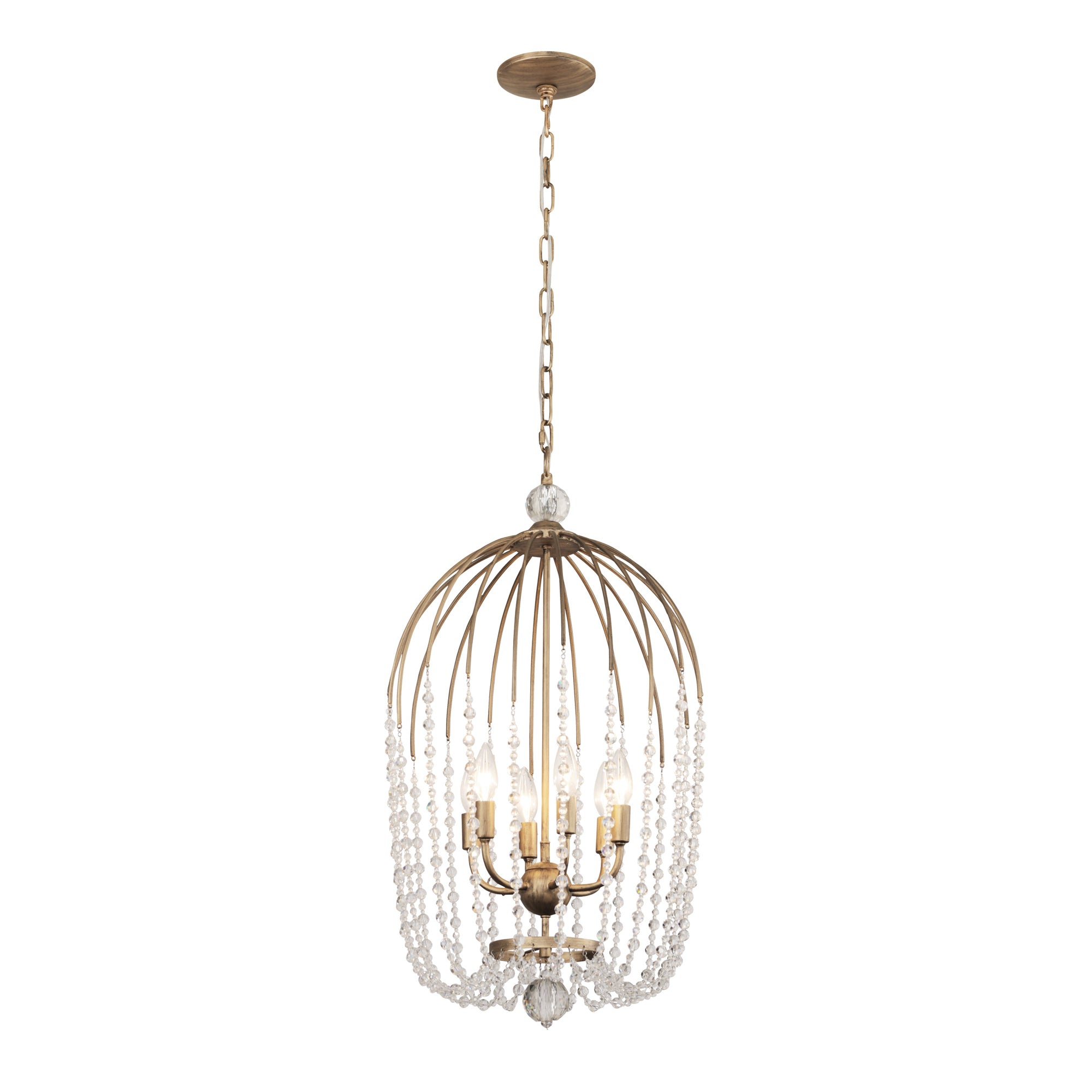 Voliere 6 Light Crystal Pendant - Havana Gold