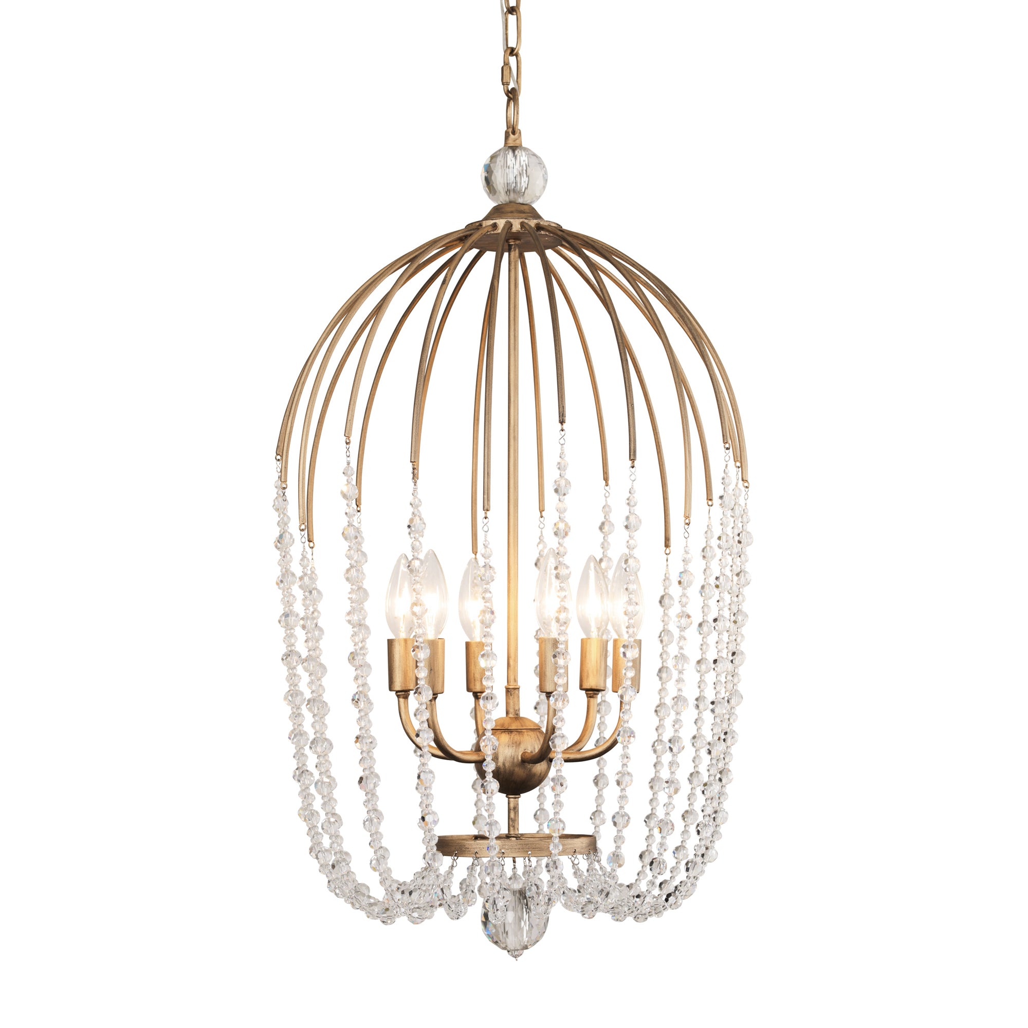 Voliere 6 Light Crystal Pendant - Havana Gold