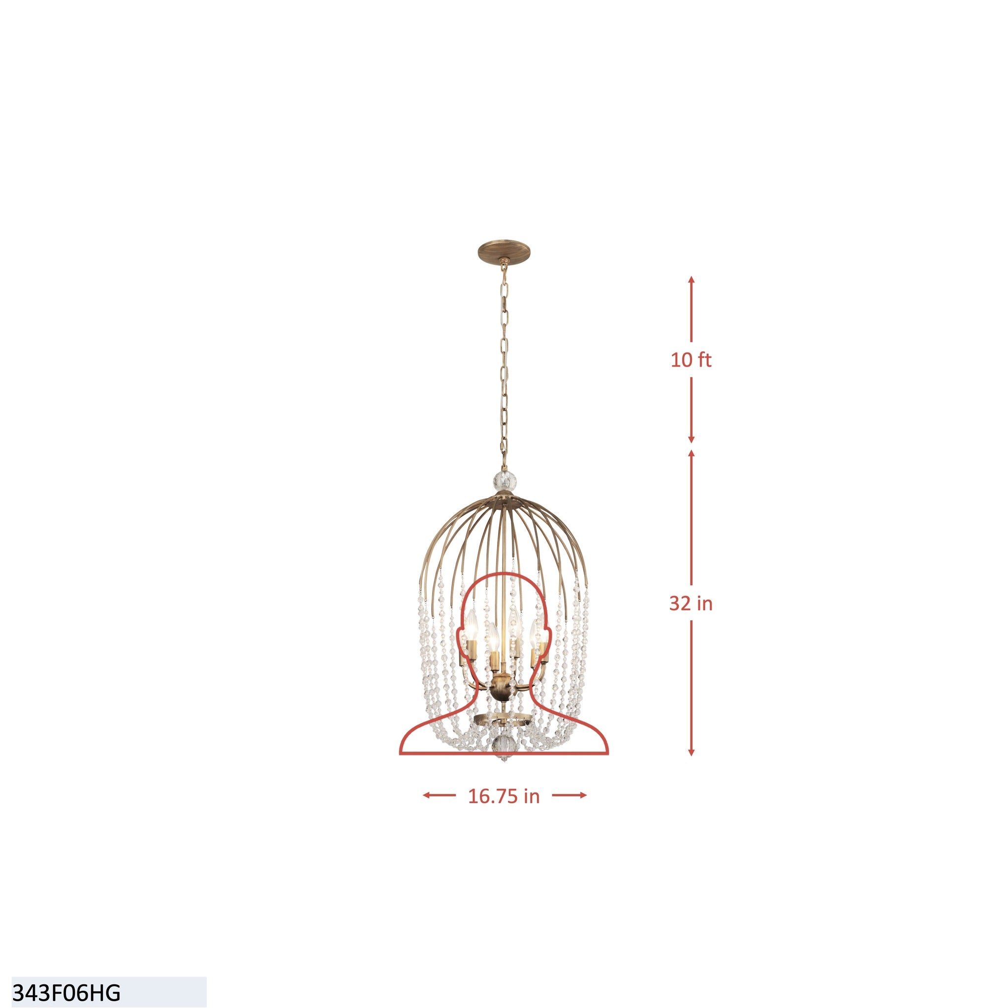 Voliere 6 Light Crystal Pendant - Matte Black