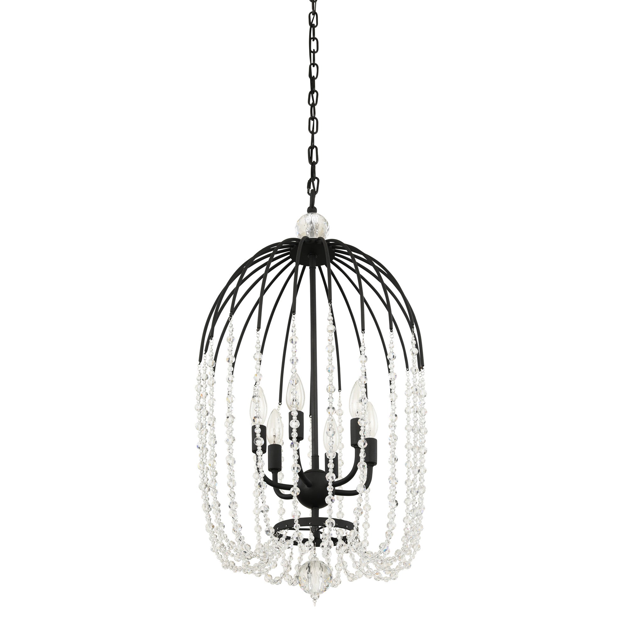 Voliere 6 Light Crystal Pendant - Matte Black