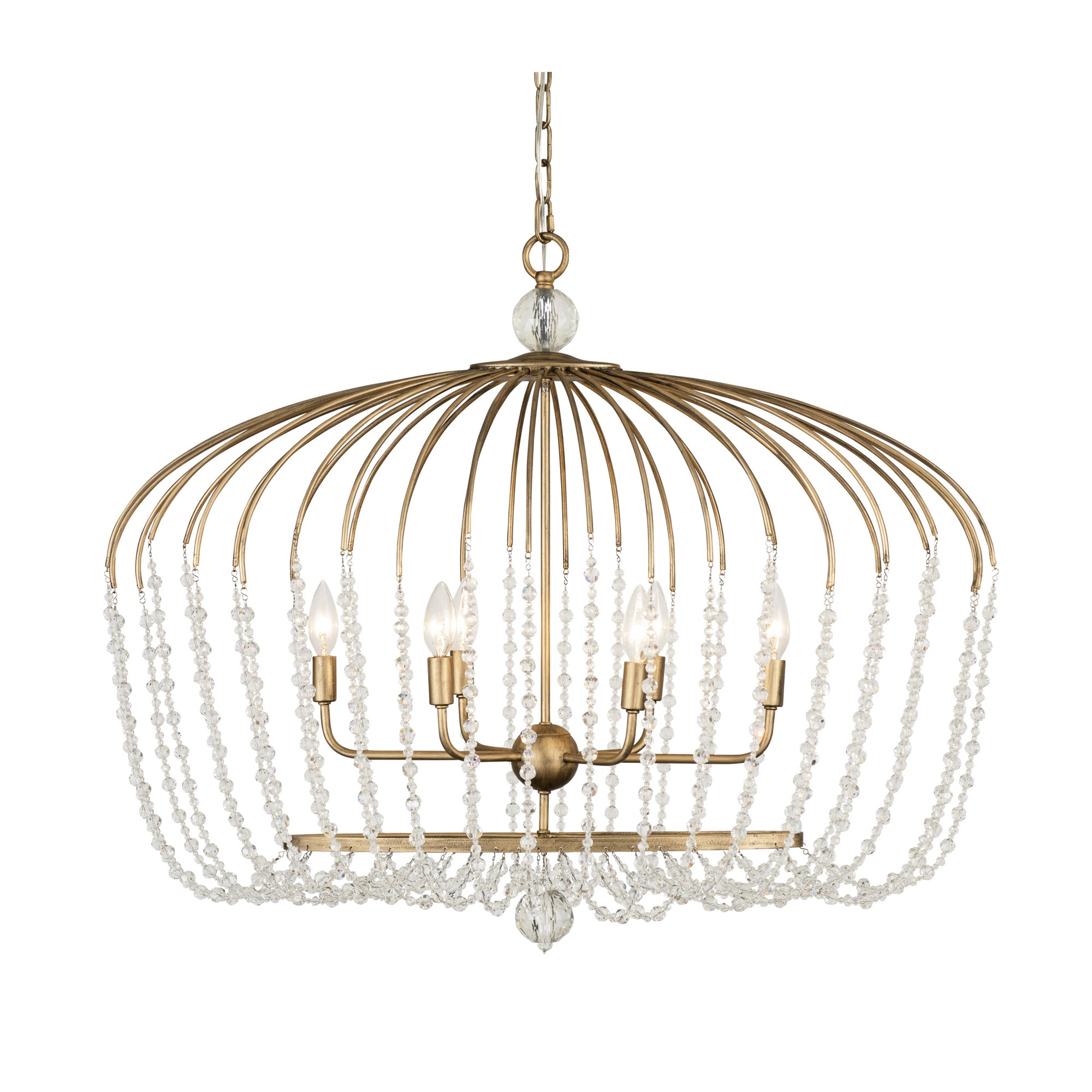 Voliere 6 Light Crystal Oval Pendant - Havana Gold