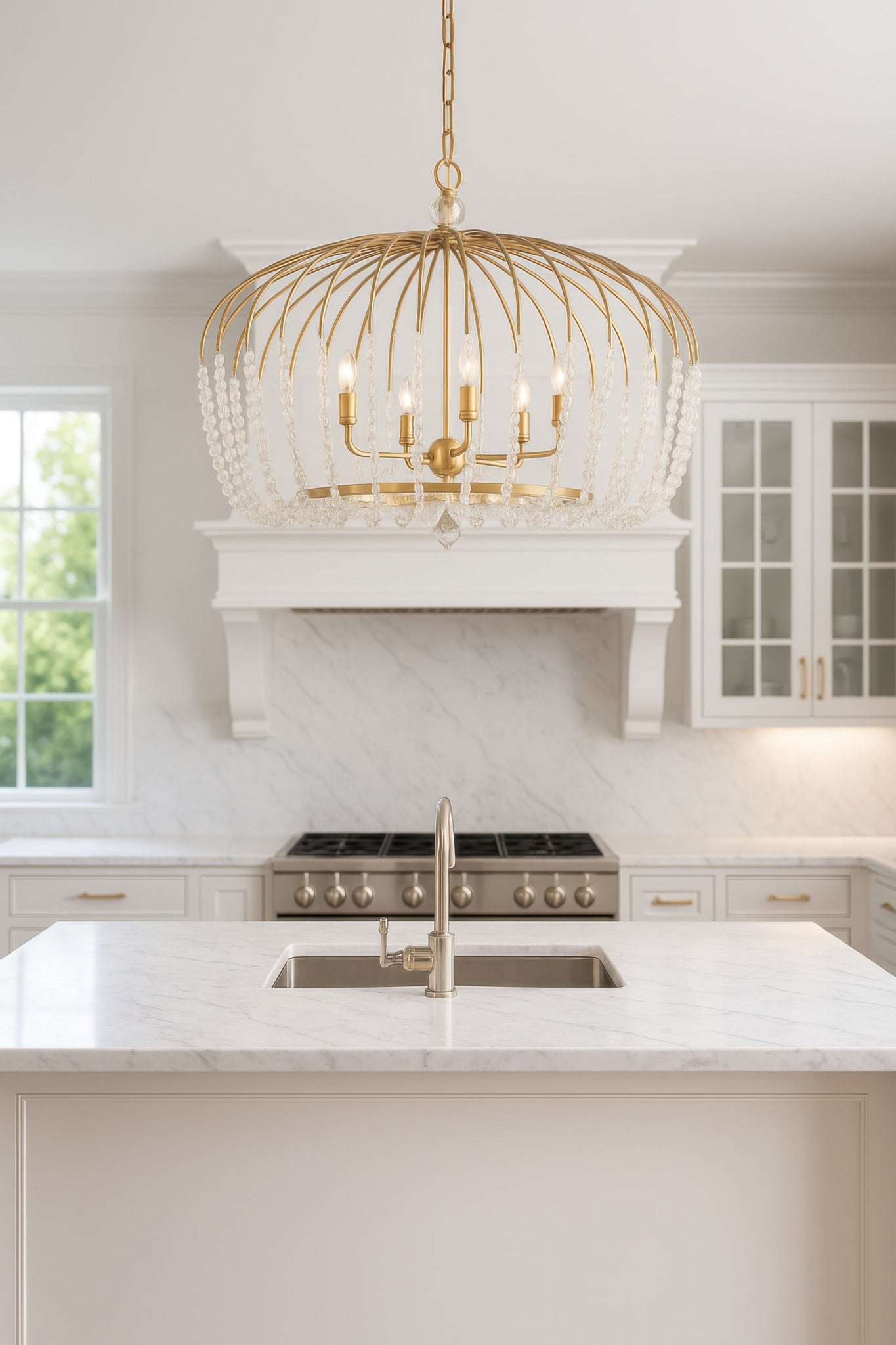 Voliere 6-Light Crystal Oval Pendant