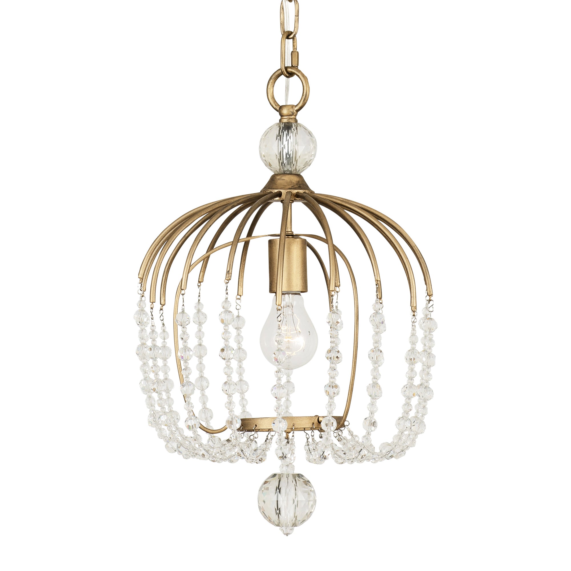 Voliere 1 Light Crystal Pendant - Havana Gold