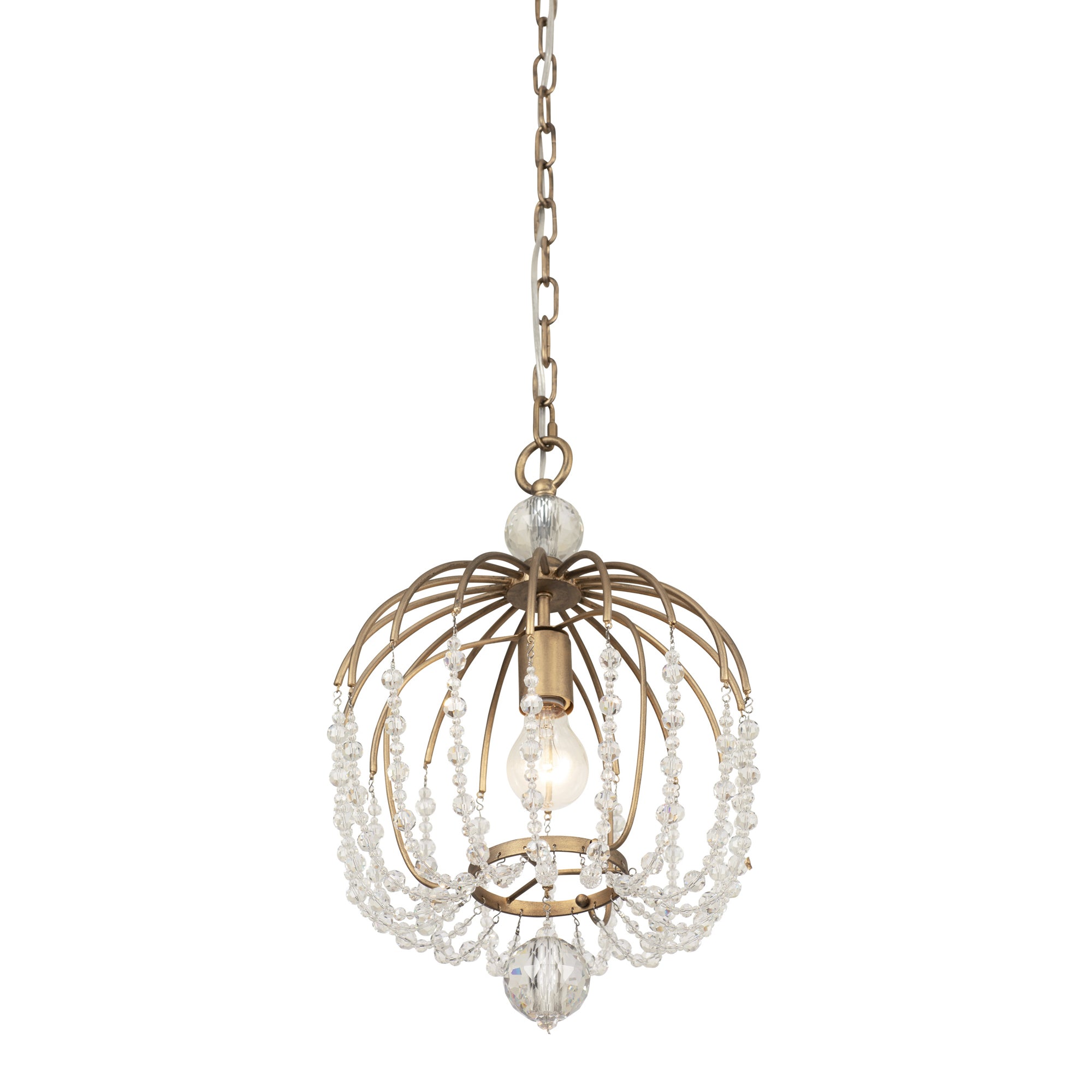 Voliere 1 Light Crystal Pendant - Havana Gold