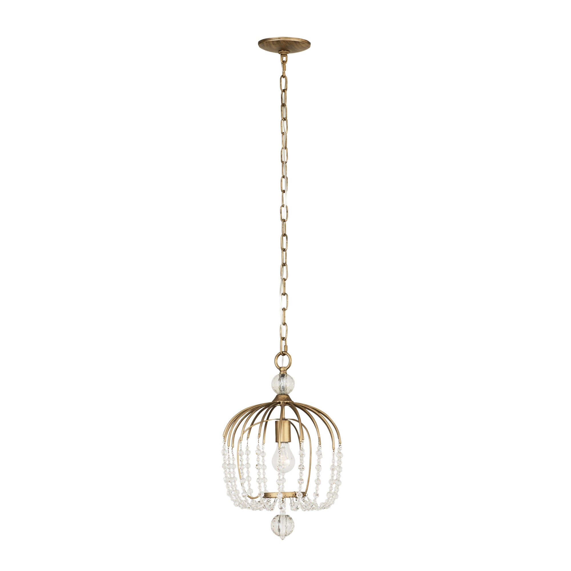Voliere 1 Light Crystal Pendant - Havana Gold