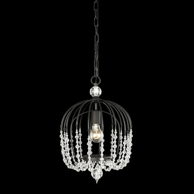 Voliere 1 Light Crystal Pendant - Matte Black