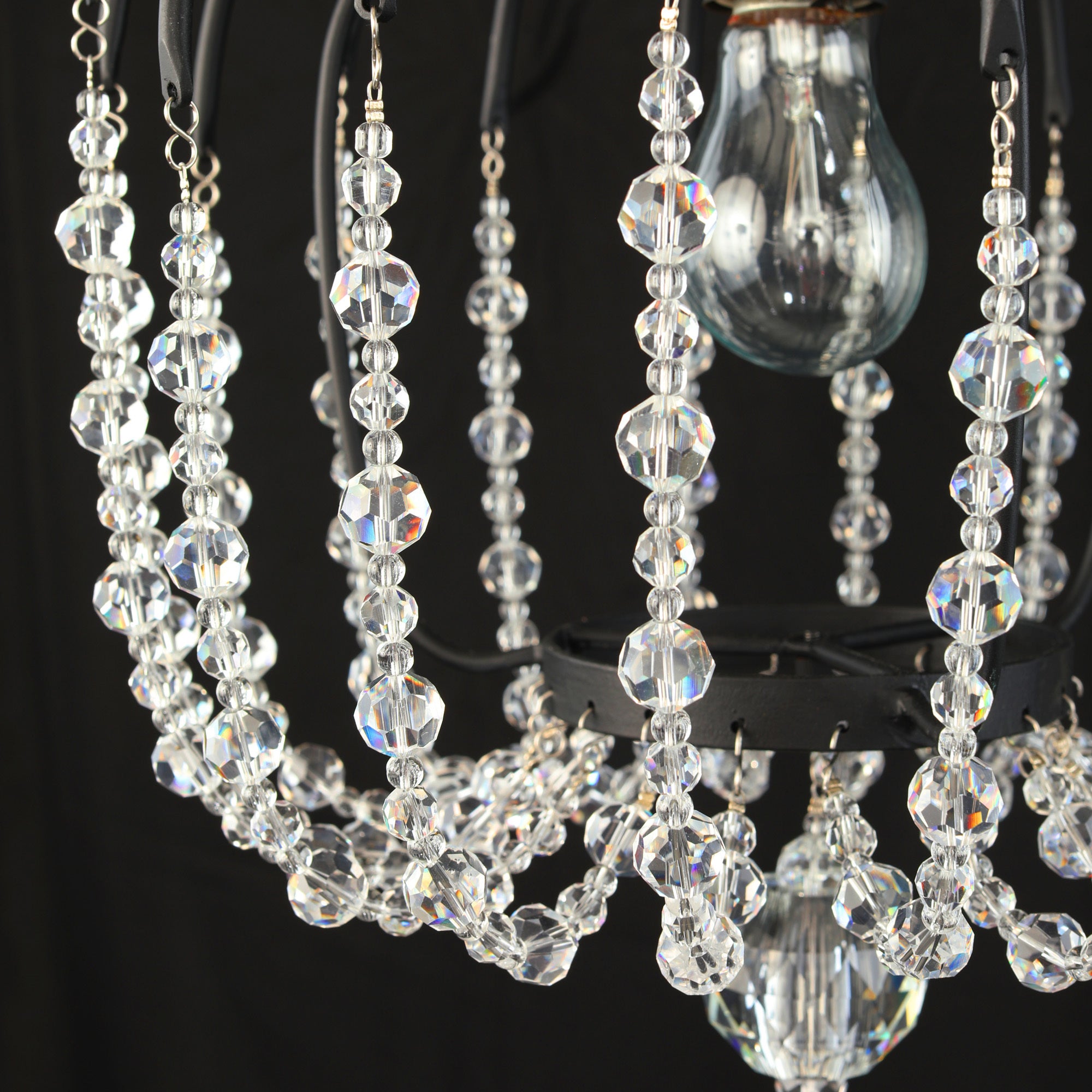 Voliere 1 Light Crystal Pendant - Matte Black