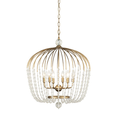 Voliere 6 Light Crystal Tall Pendant - Havana Gold