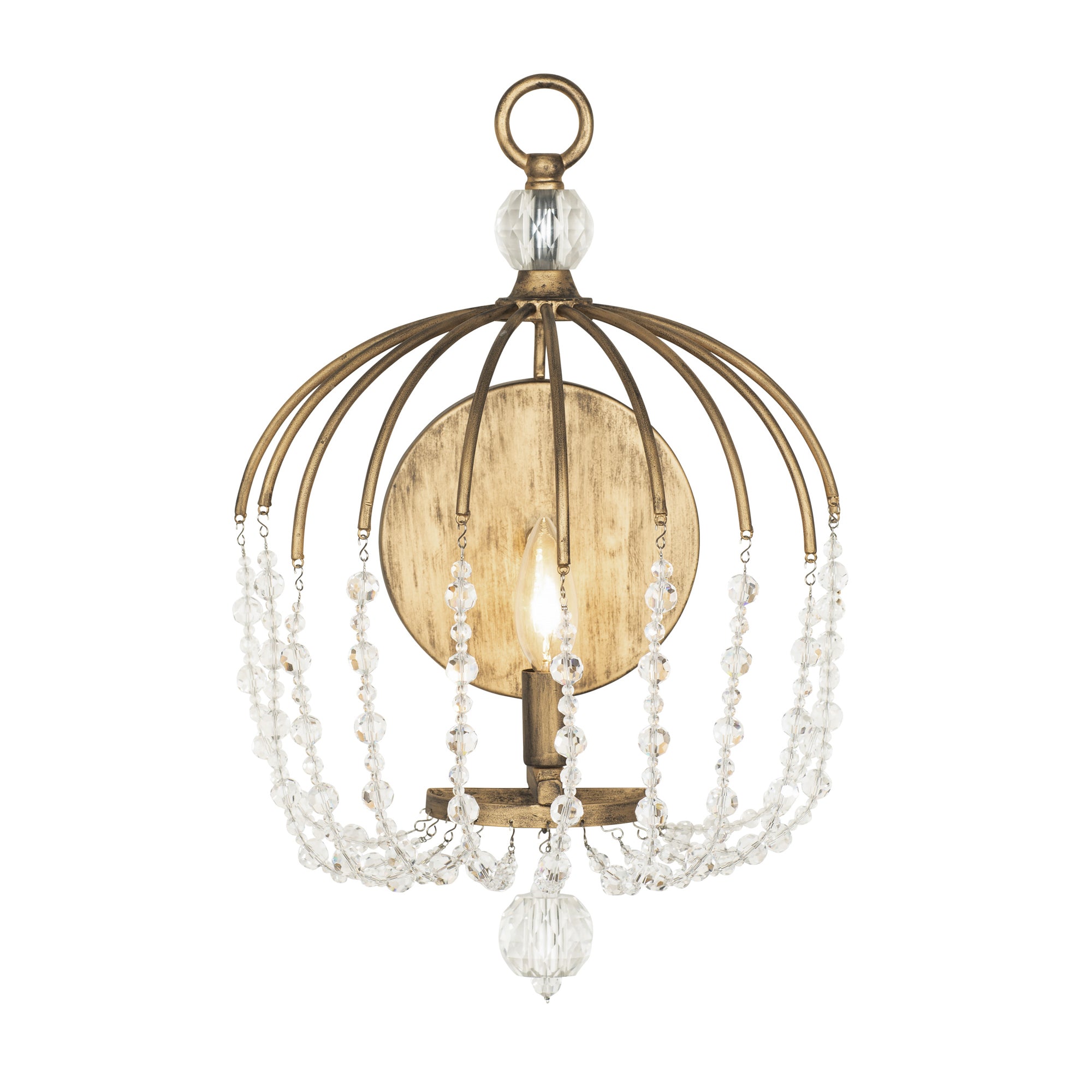 Voliere 1 Light Crystal Wall Sconce - Havana Gold