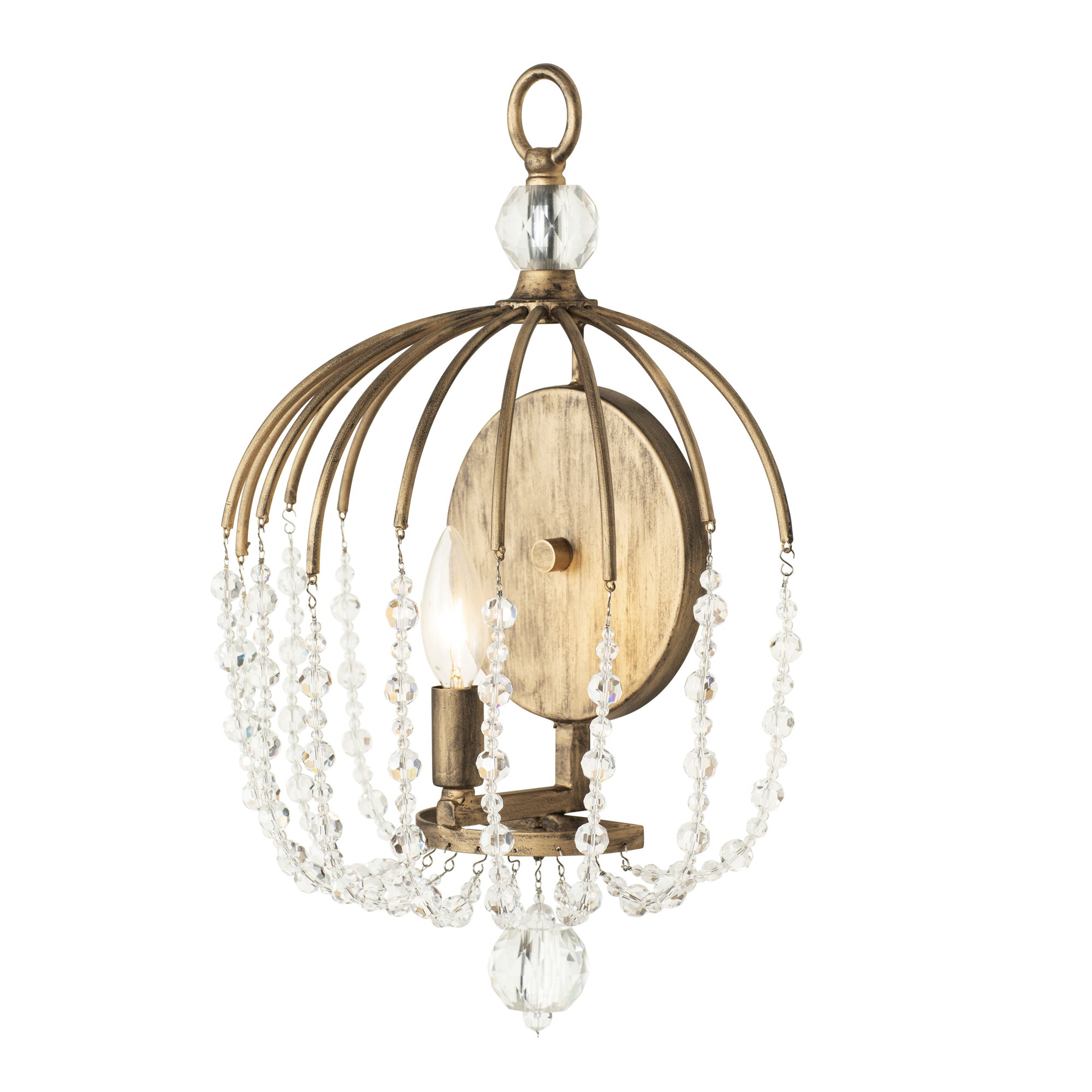 Voliere 1 Light Crystal Wall Sconce - Havana Gold