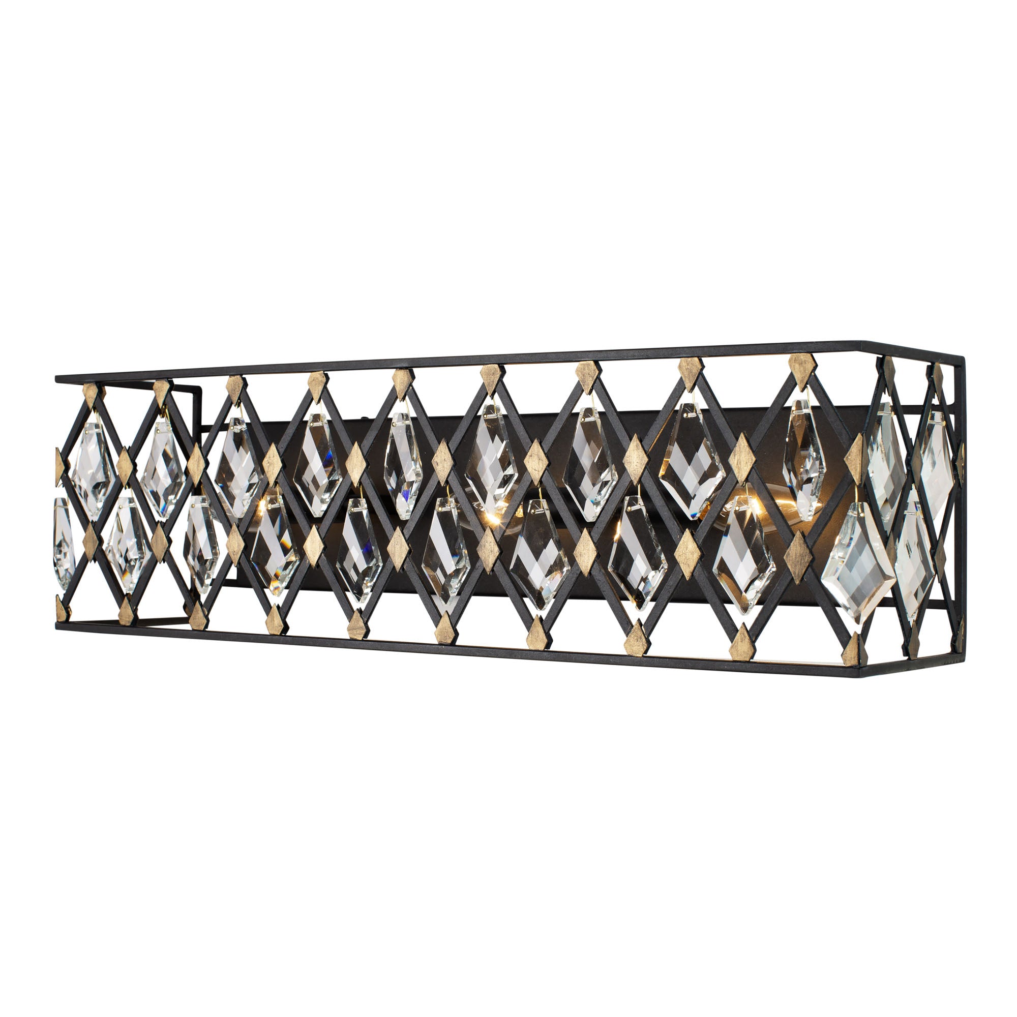 Windsor 3 Light Crystal Bath - Carbon/Havana Gold