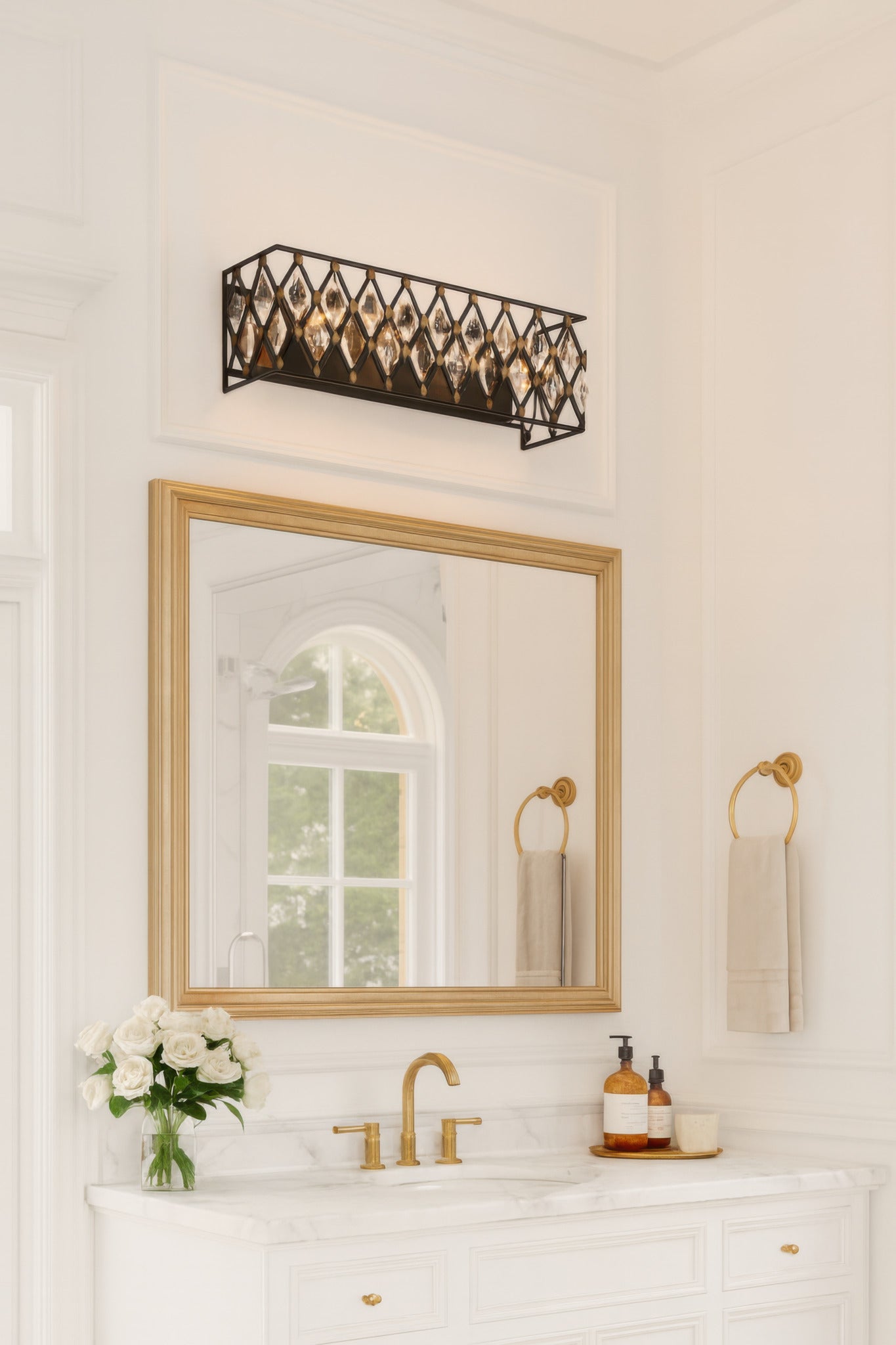 Windsor 3 Light Crystal Bath - Carbon/Havana Gold