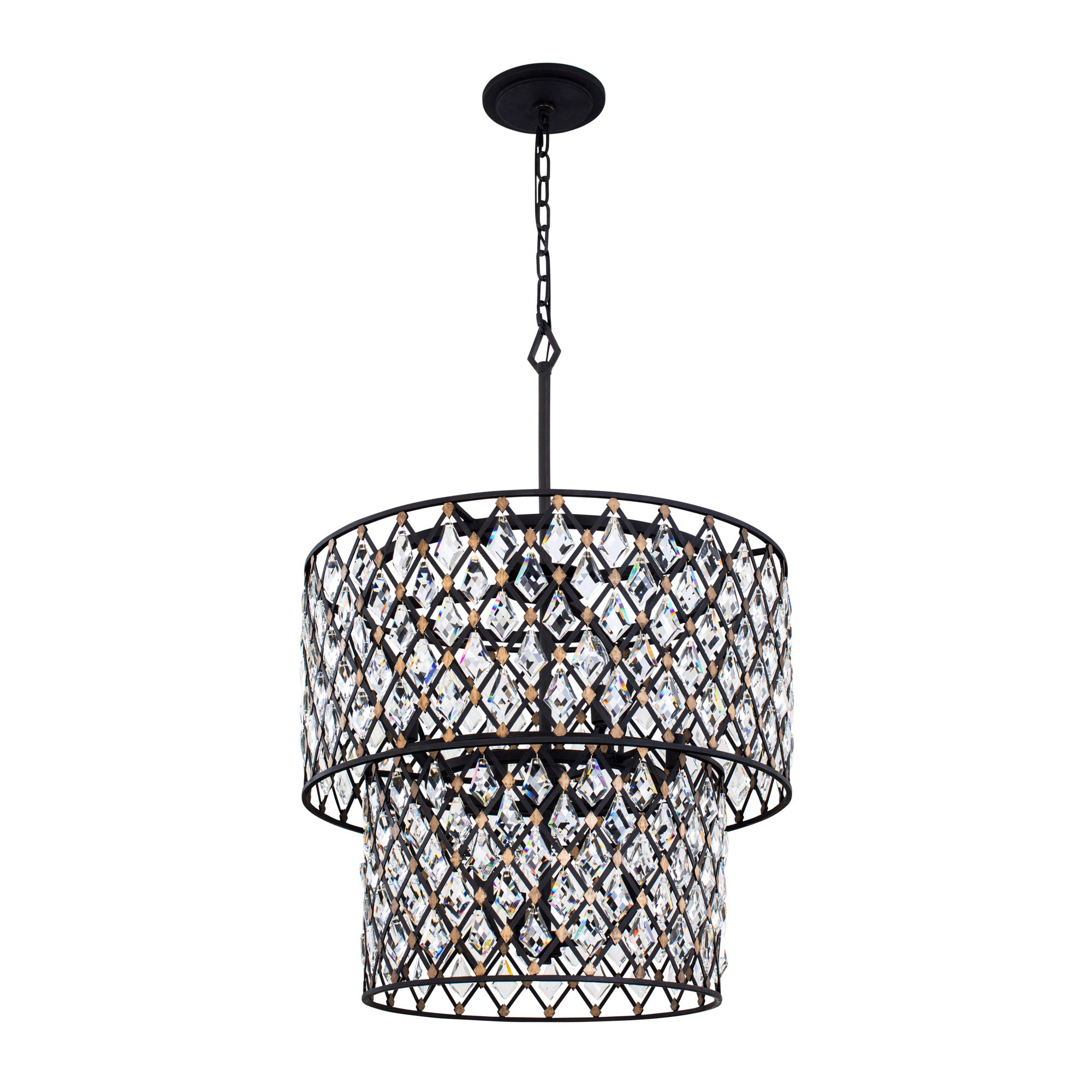 Windsor 7 Light 2-Tier Crystal Chandelier - Carbon/Havana Gold